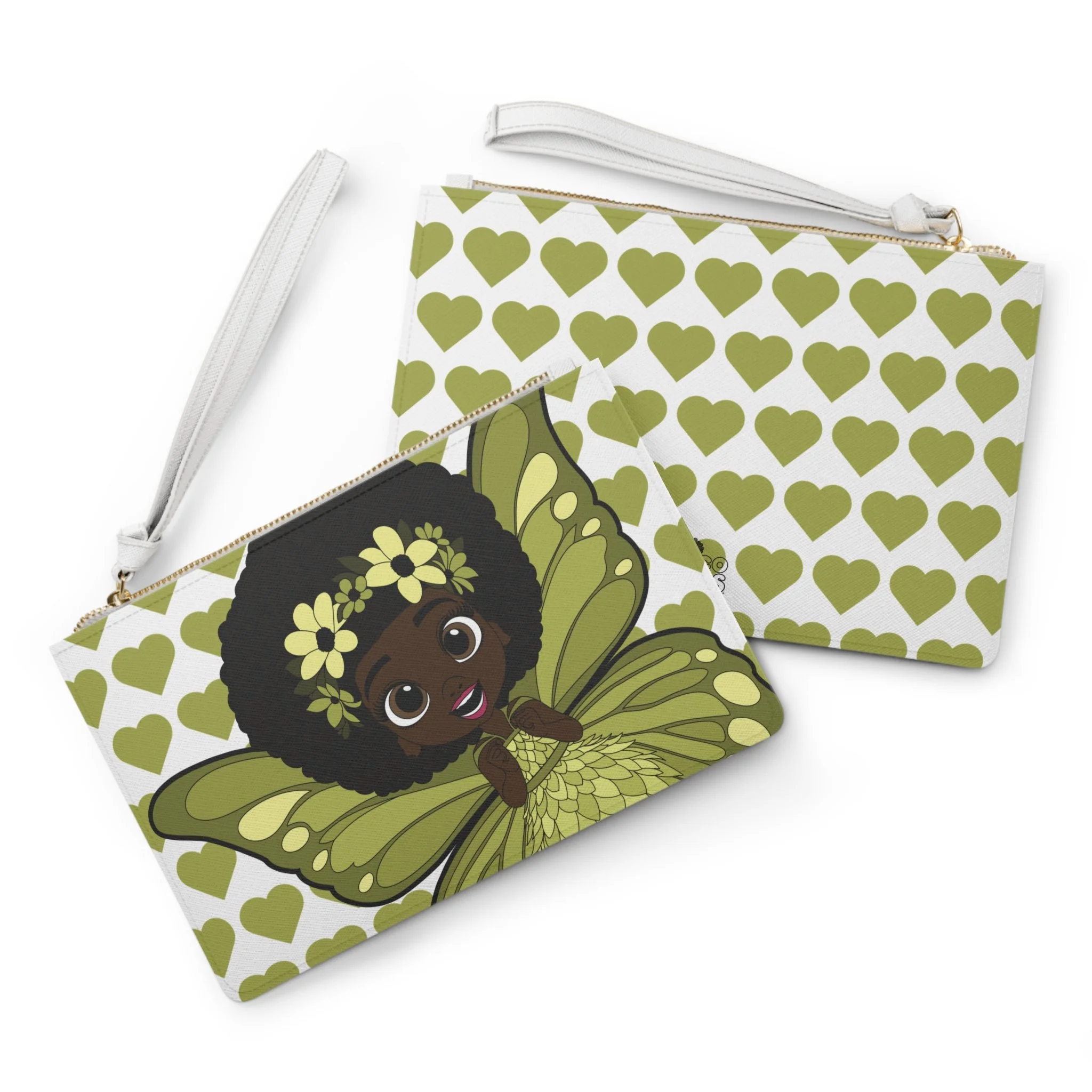 Cheerful Charlotte Pixie Clutch Bag - Coco Pixies Signature Heart Pattern Wristlet With Zipper