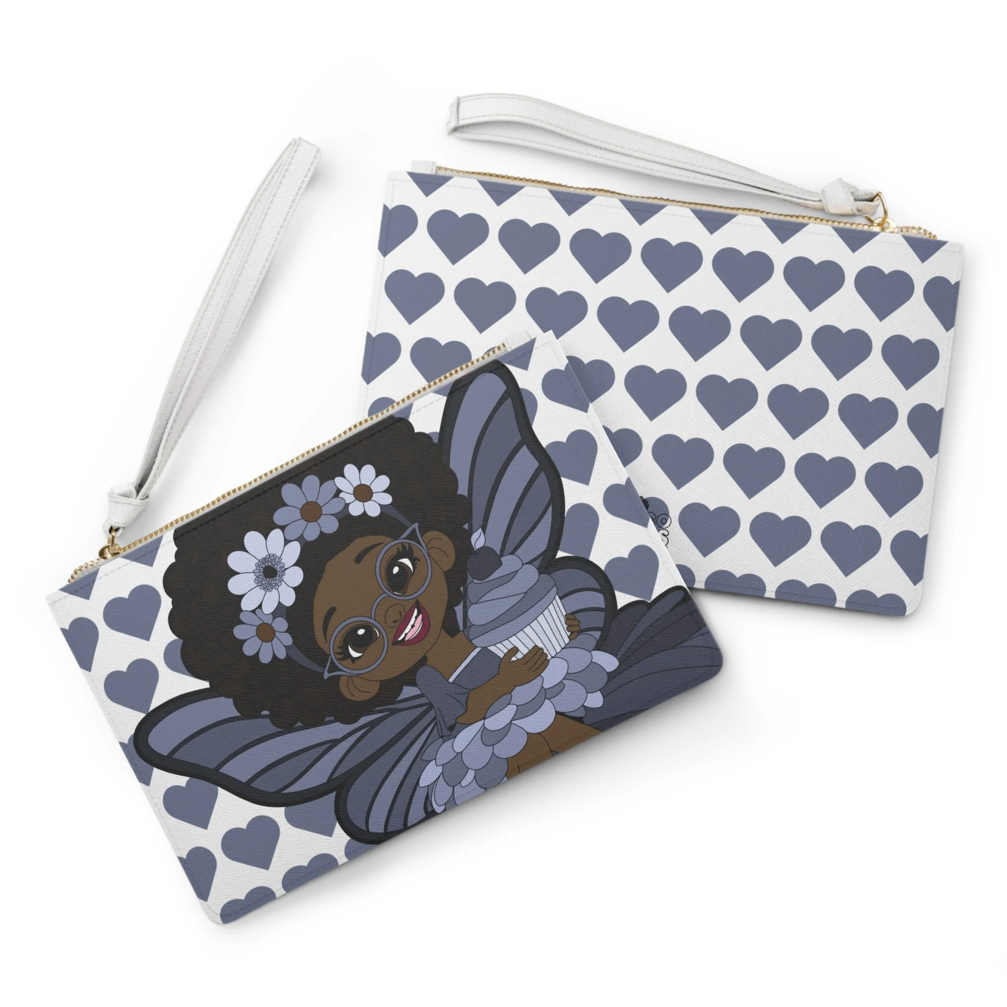 Bubbly Brooke Pixie Clutch Bag - Coco Pixies Signature Heart Pattern Wristlet With Zipper
