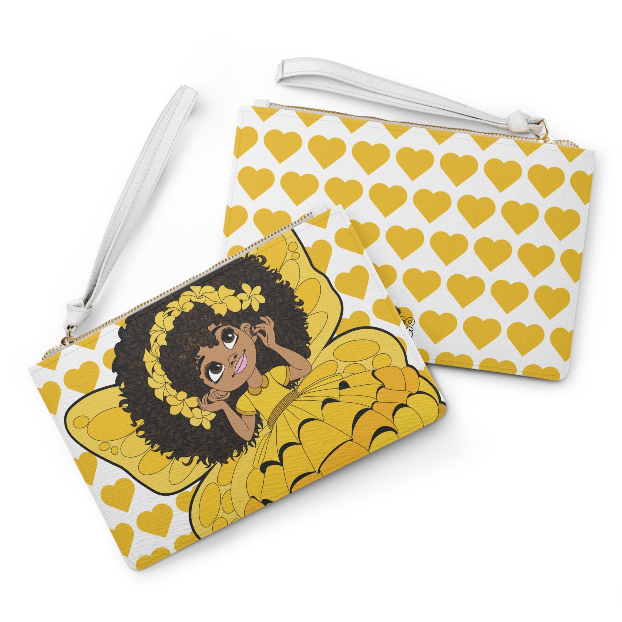 Blissful Brandie Pixie Clutch Bag - Coco Pixies Signature Heart Pattern Wristlet With Zipper