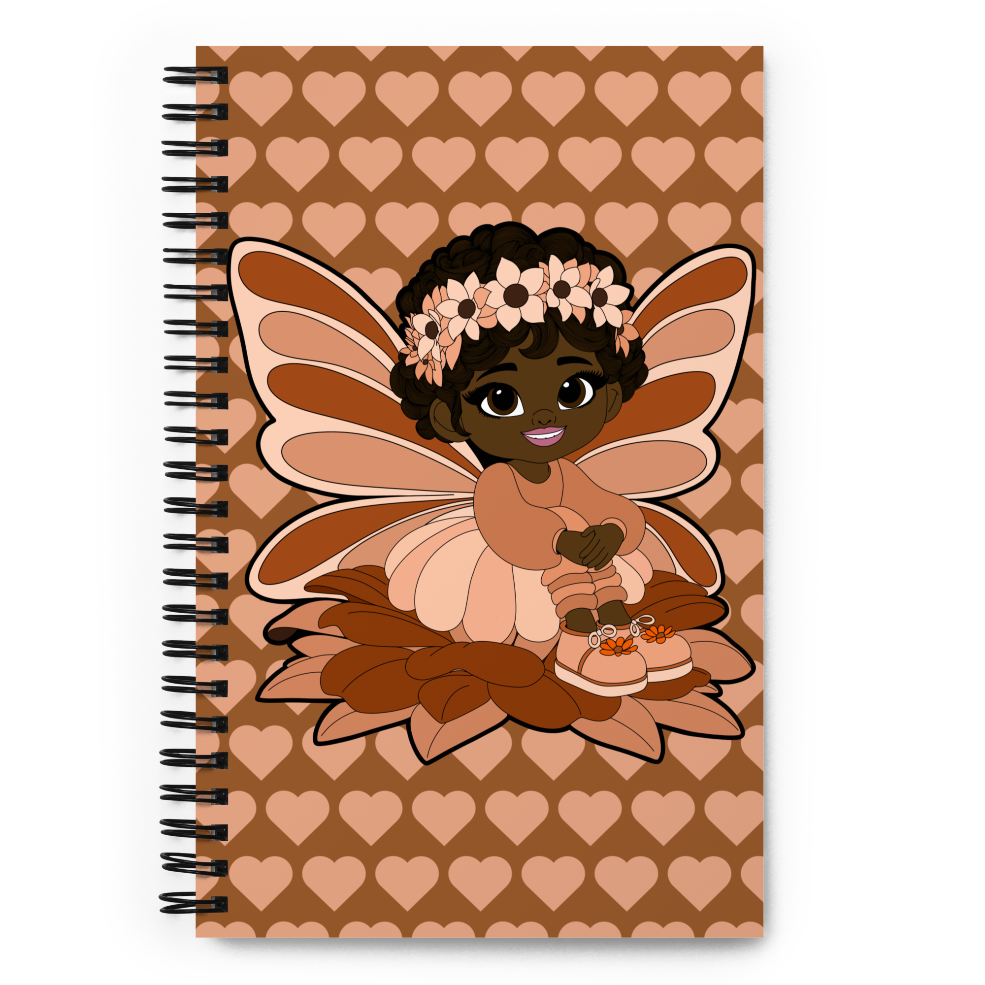Sweet Sienna Pixie Notebook - Coco Pixies Mocha Signature Heart Pattern Soft-Touch Journal