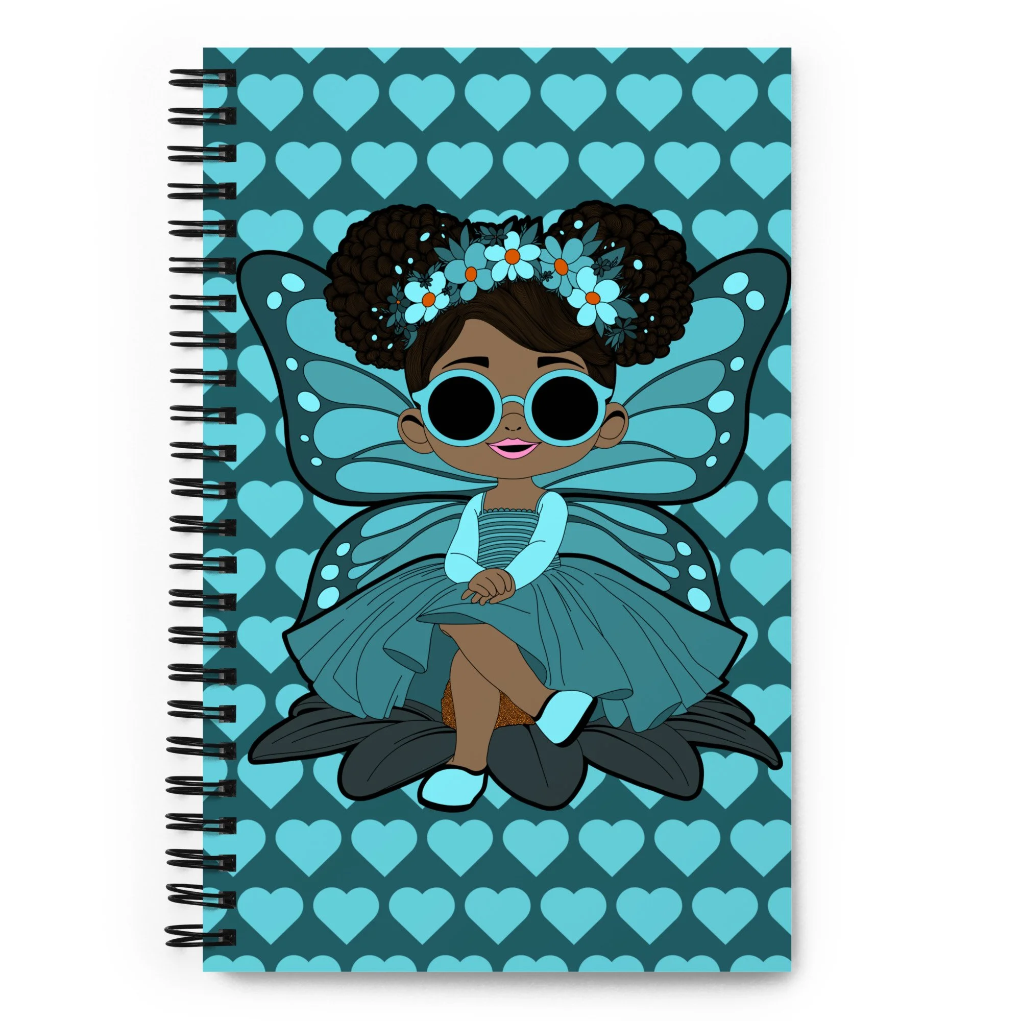 Sassy Sammy Pixie Notebook - Coco Pixies Deep Teal Signature Heart Pattern Soft-Touch Journal