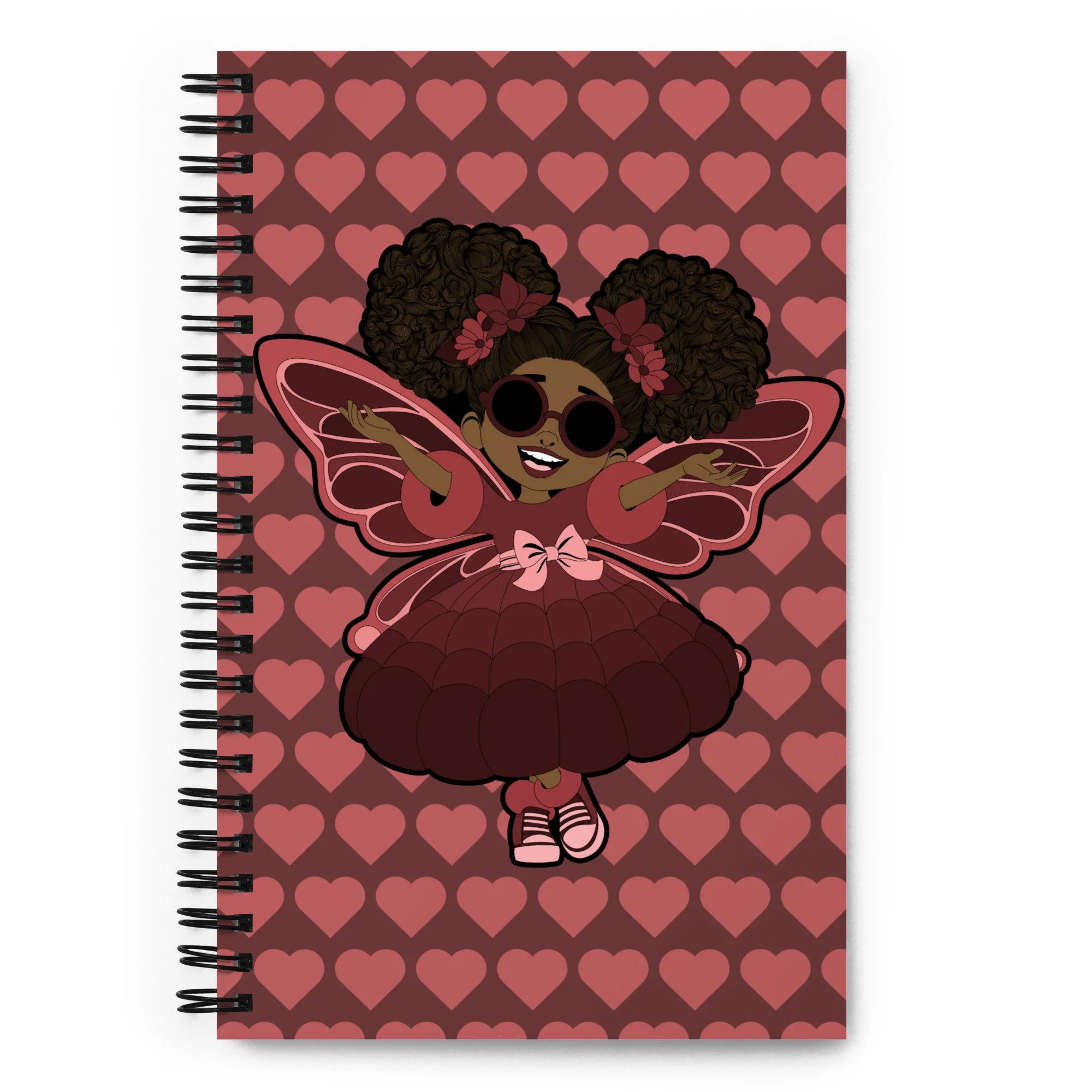 Radiant Ruby Pixie Notebook - Coco Pixies Burgundy Signature Heart Pattern Soft-Touch Journal