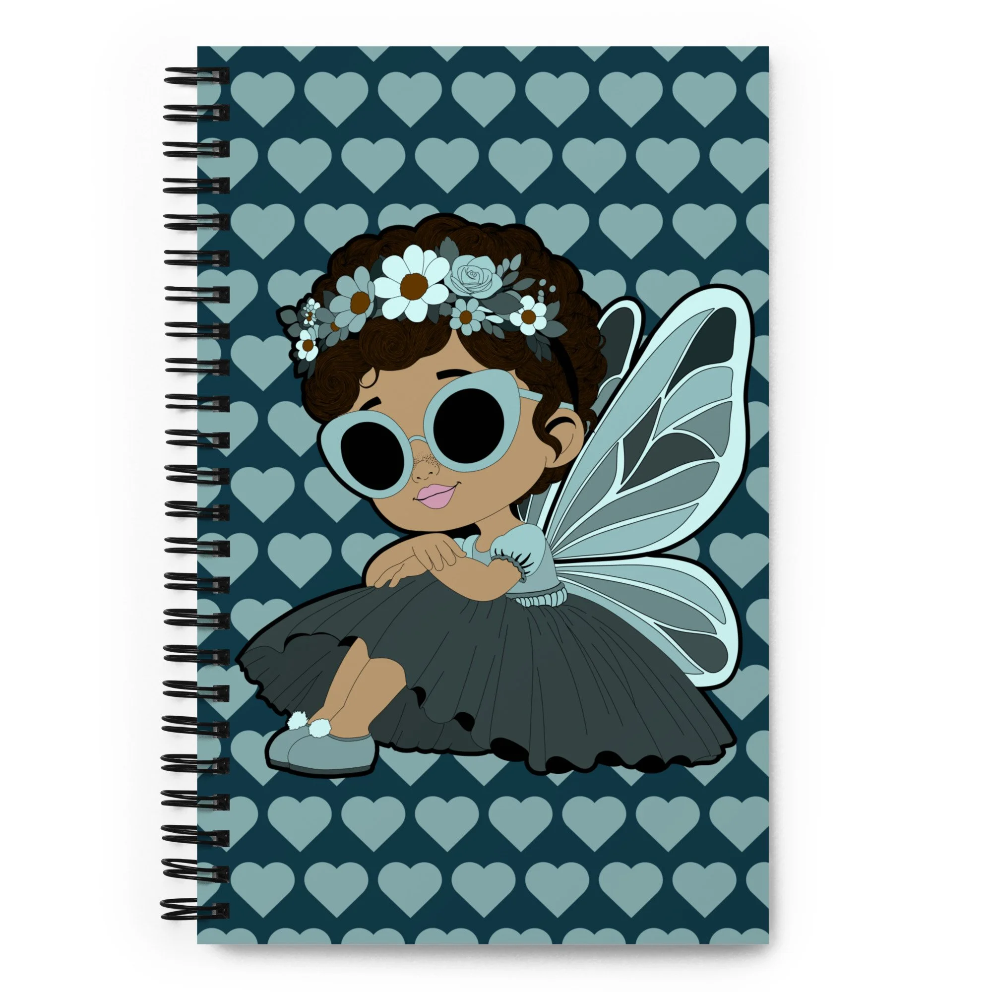 Pixie Piper Notebook - Coco Pixies Aqua Teal Signature Heart Pattern Soft-Touch Journal