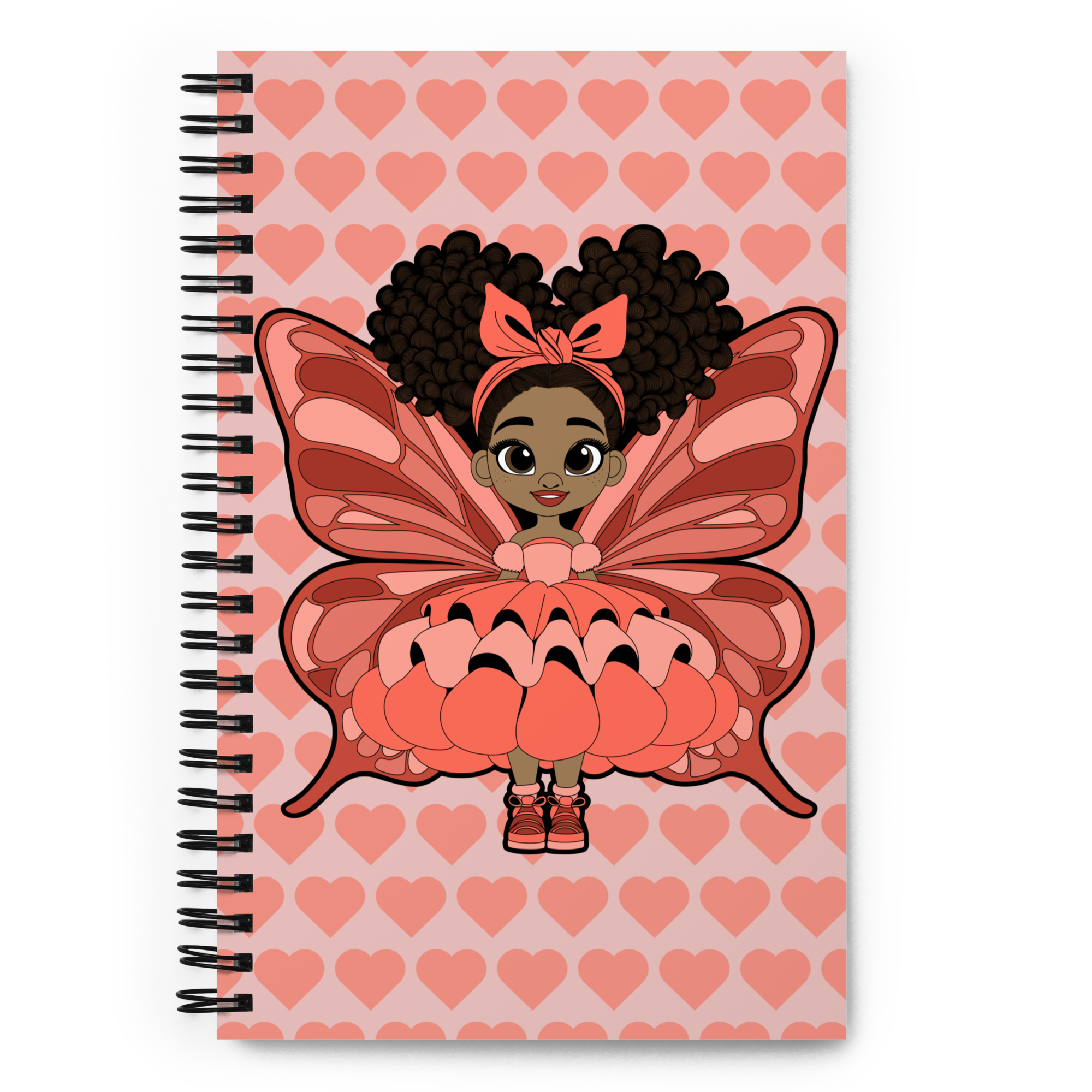 Lovely Layla Pixie  Notebook - Coco Pixies Coral Signature Heart Pattern Soft-Touch Journal