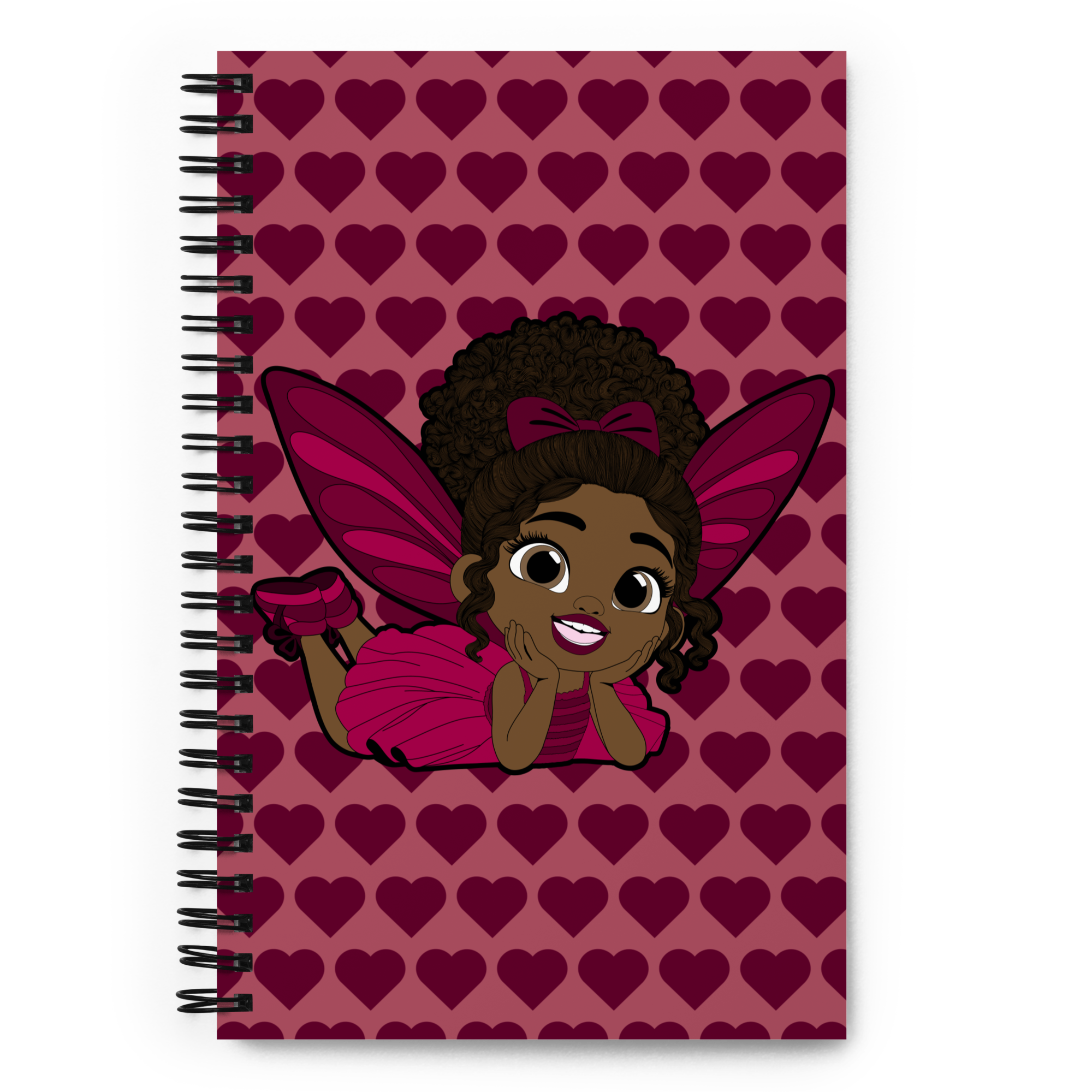 Happy Harper Pixie  Notebook - Coco Pixies Deep Rose Signature Heart Pattern Soft-Touch Journal