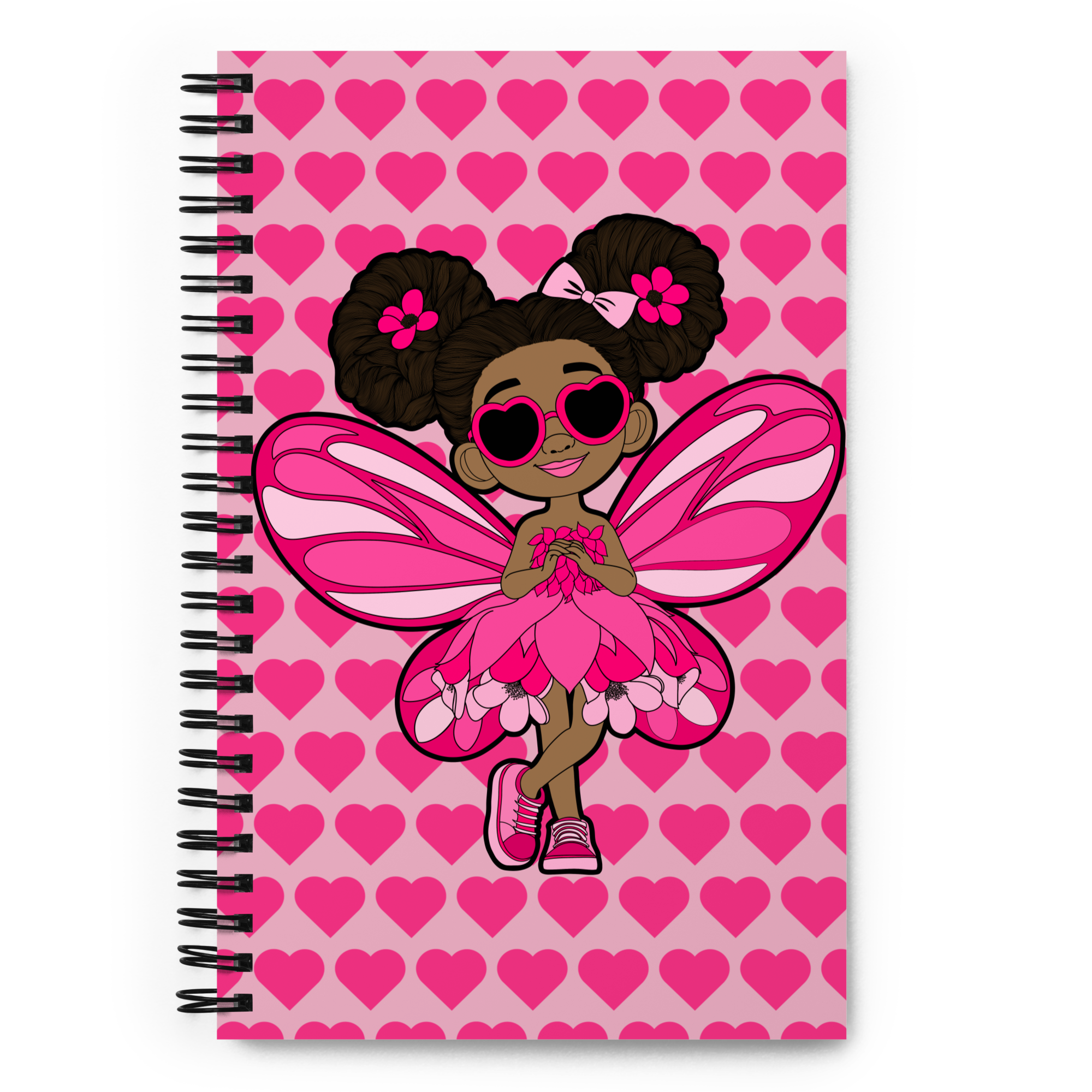 Glitzy Gracelynn Pixie  Notebook - Coco Pixies Bubblegum Pink Signature Heart Pattern Soft-Touch Journal