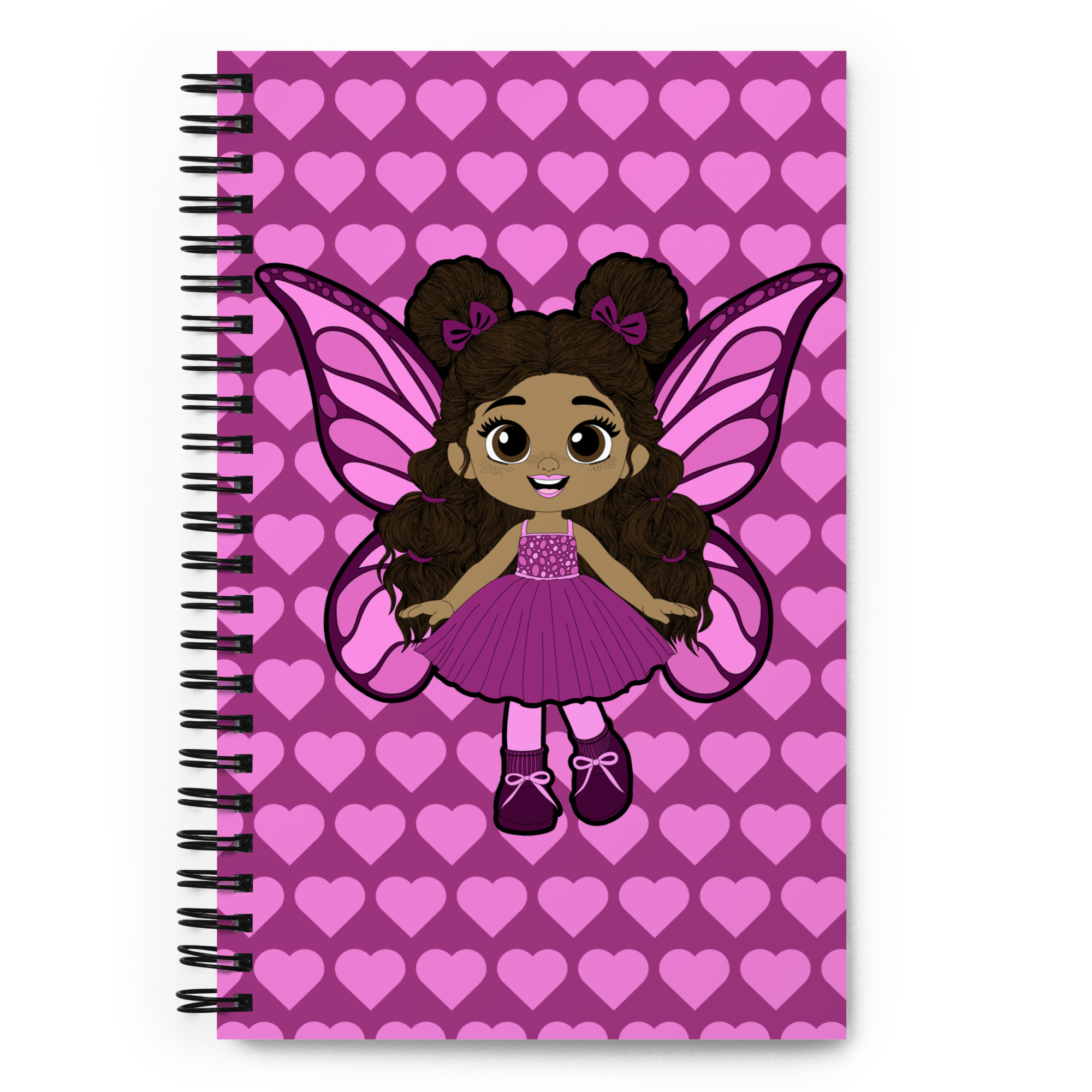 Fiona Flutter Pixie  Notebook - Coco Pixies Magenta Signature Heart Pattern Soft-Touch Journal