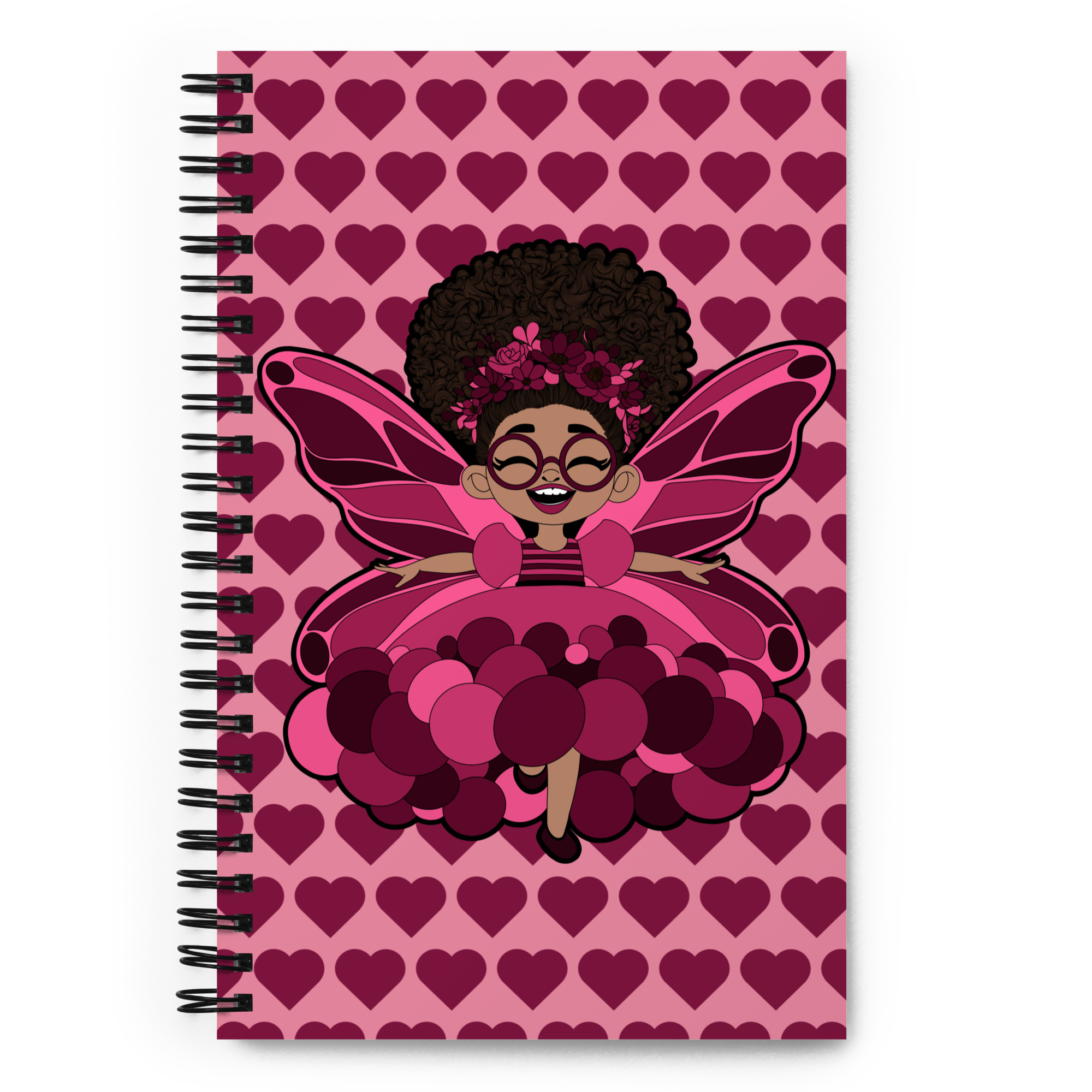 Delightful Daisy Pixie  Notebook - Coco Pixies Berry Pink Signature Heart Pattern Soft-Touch Journal