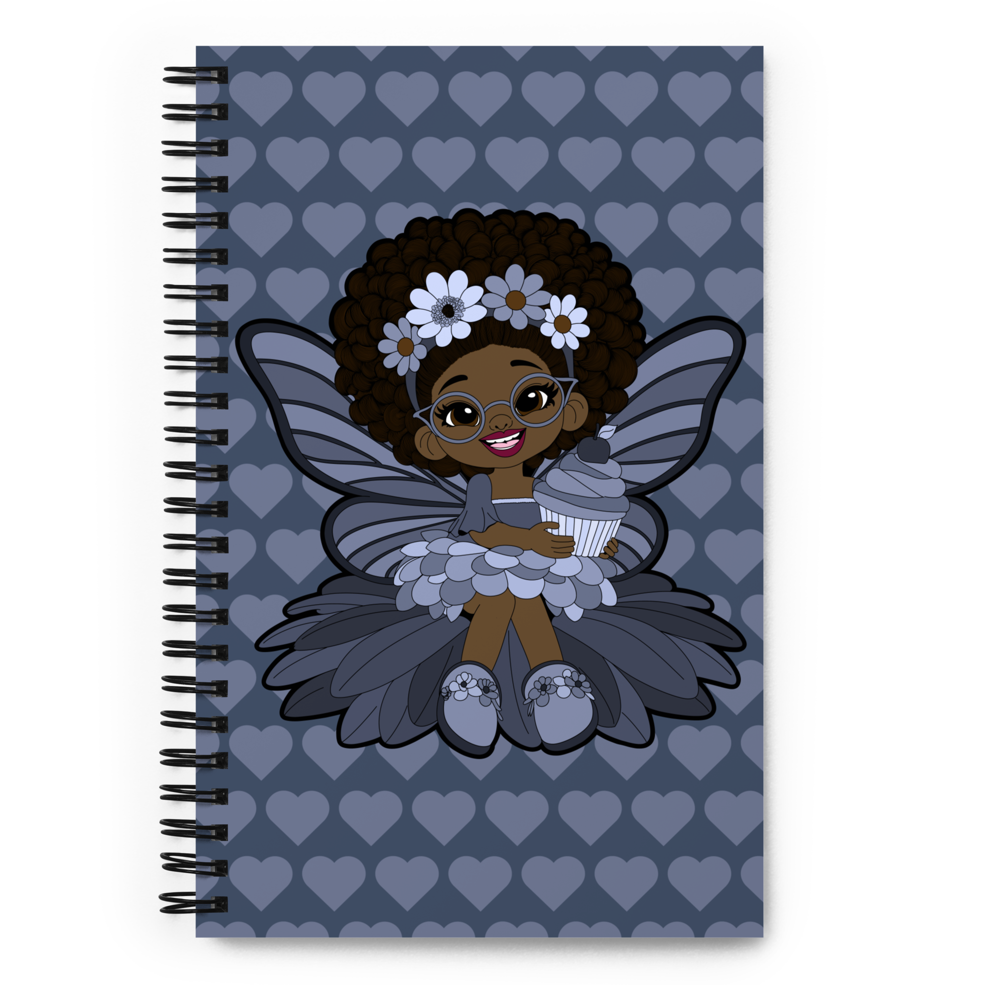 Bubbly Brooke Pixie  Notebook - Coco Pixies Cool Blue Signature Heart Pattern Soft-Touch Journal