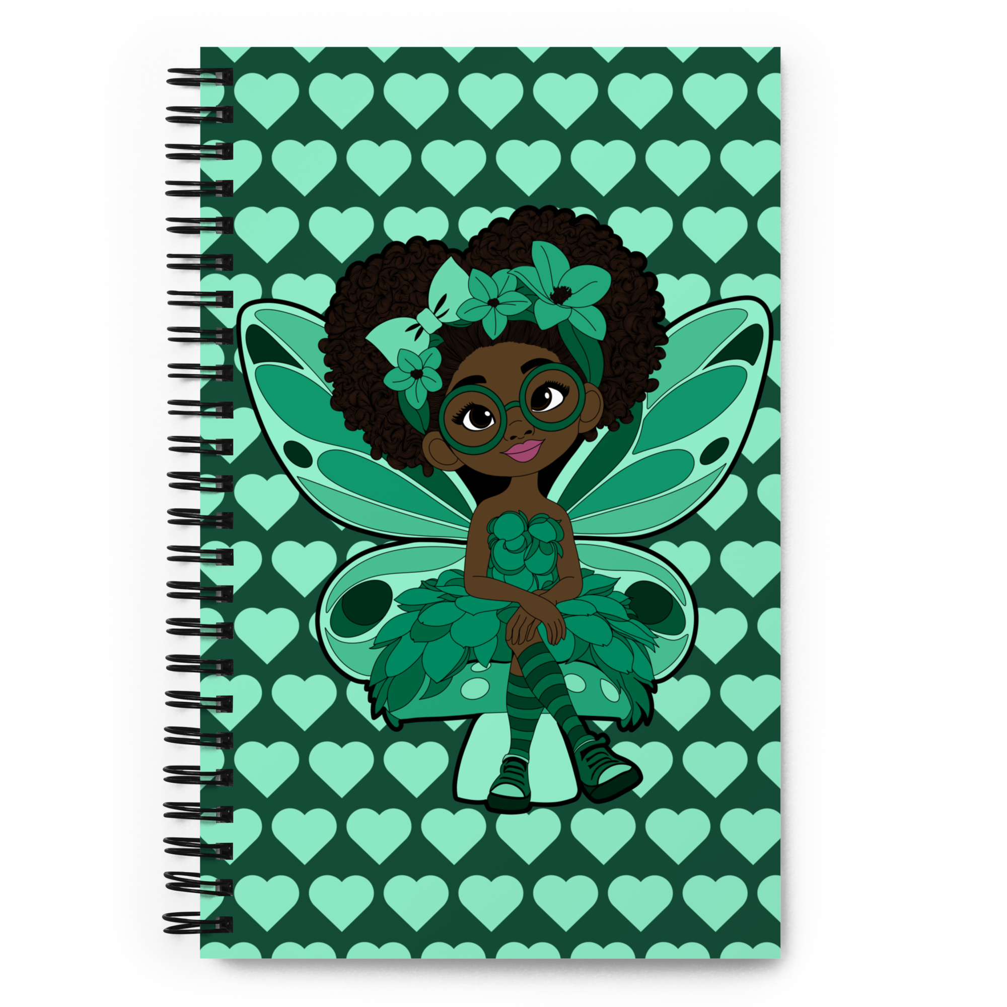 Brilliant Bailey Pixie  Notebook - Coco Pixies Emerald Green Signature Heart Pattern Soft-Touch Journal