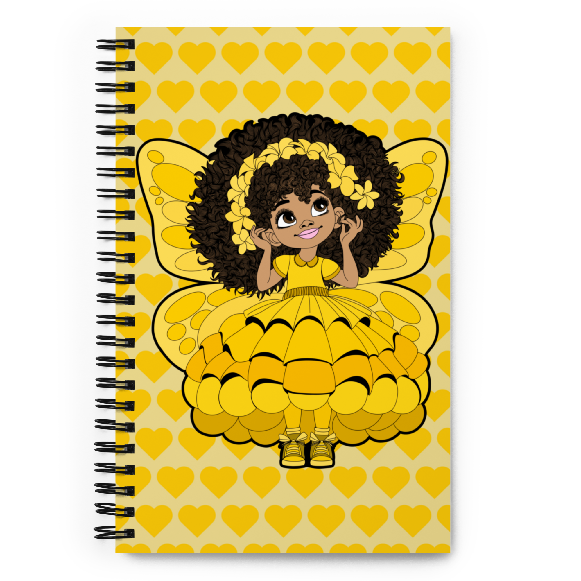 Blissful Brandie Pixie  Notebook - Coco Pixies Golden Yellow Signature Heart Pattern Soft-Touch Journal