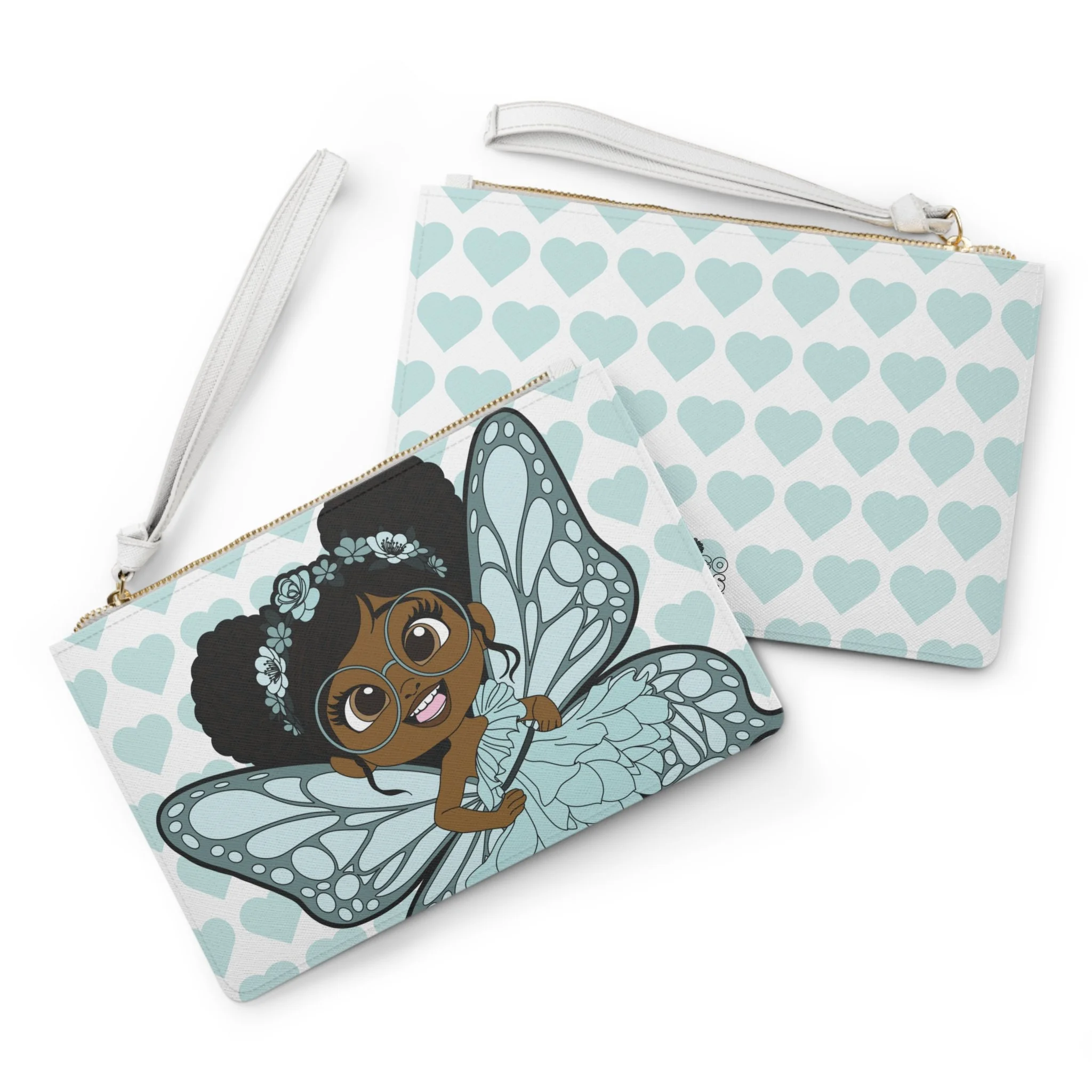 JoJo Jollypuff Pixie Clutch Bag - Coco Pixies Signature Heart Pattern Wristlet With Zipper