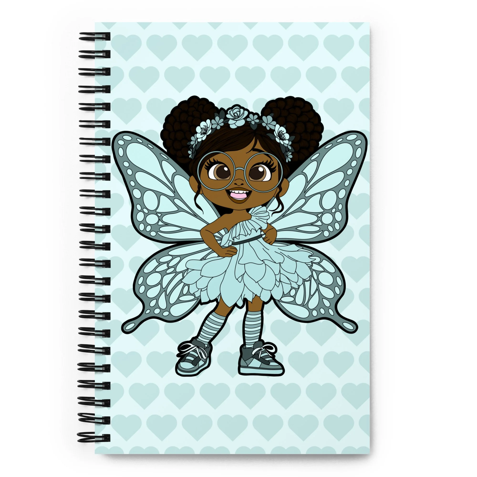 JoJo Jollypuff Pixie Notebook - Coco Pixies Baby Cyan Signature Heart Pattern Soft-Touch Journal