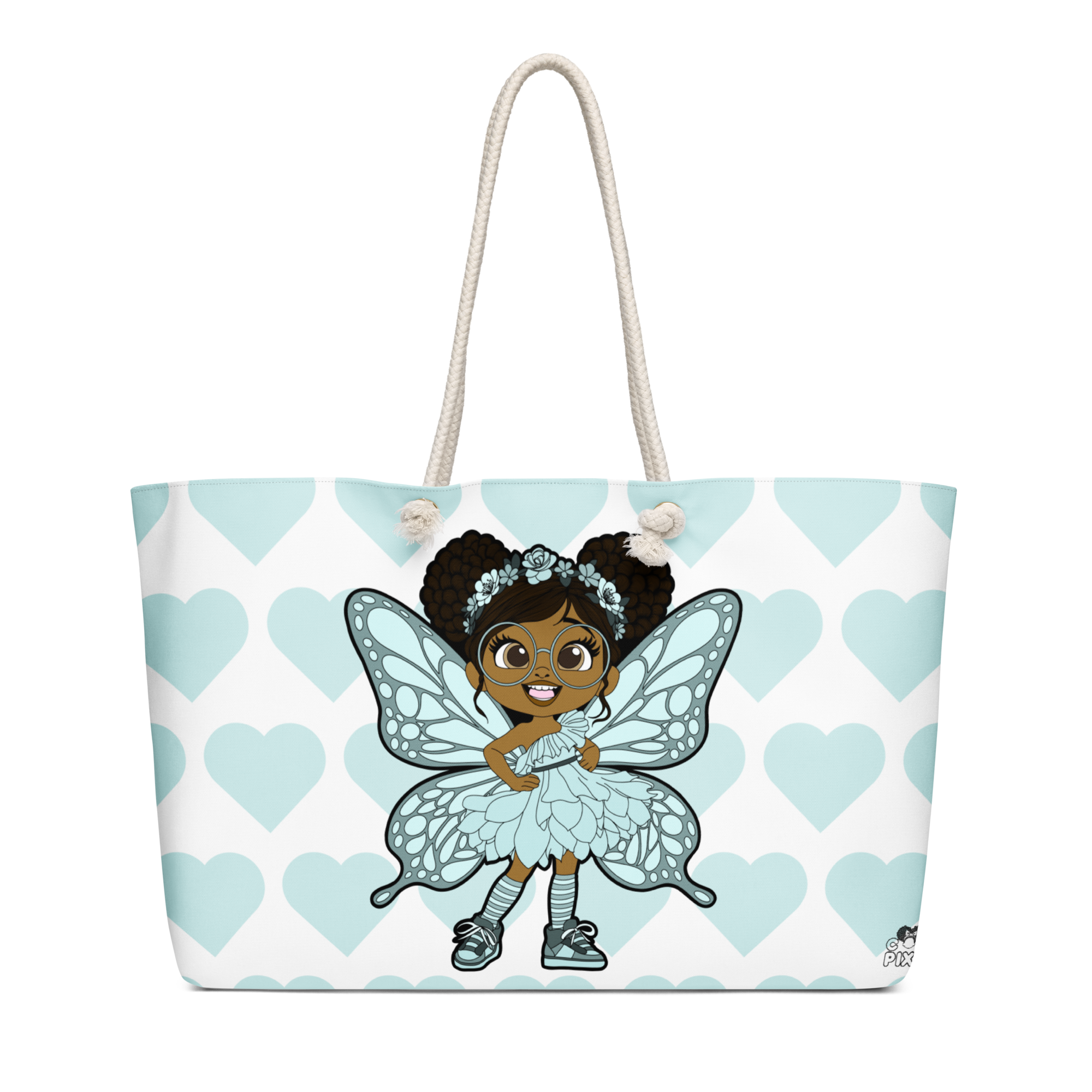 JoJo Jollypuff Pixie Tote Bag - Coco Pixies Signature Heart Pattern Oversized Weekender Bag