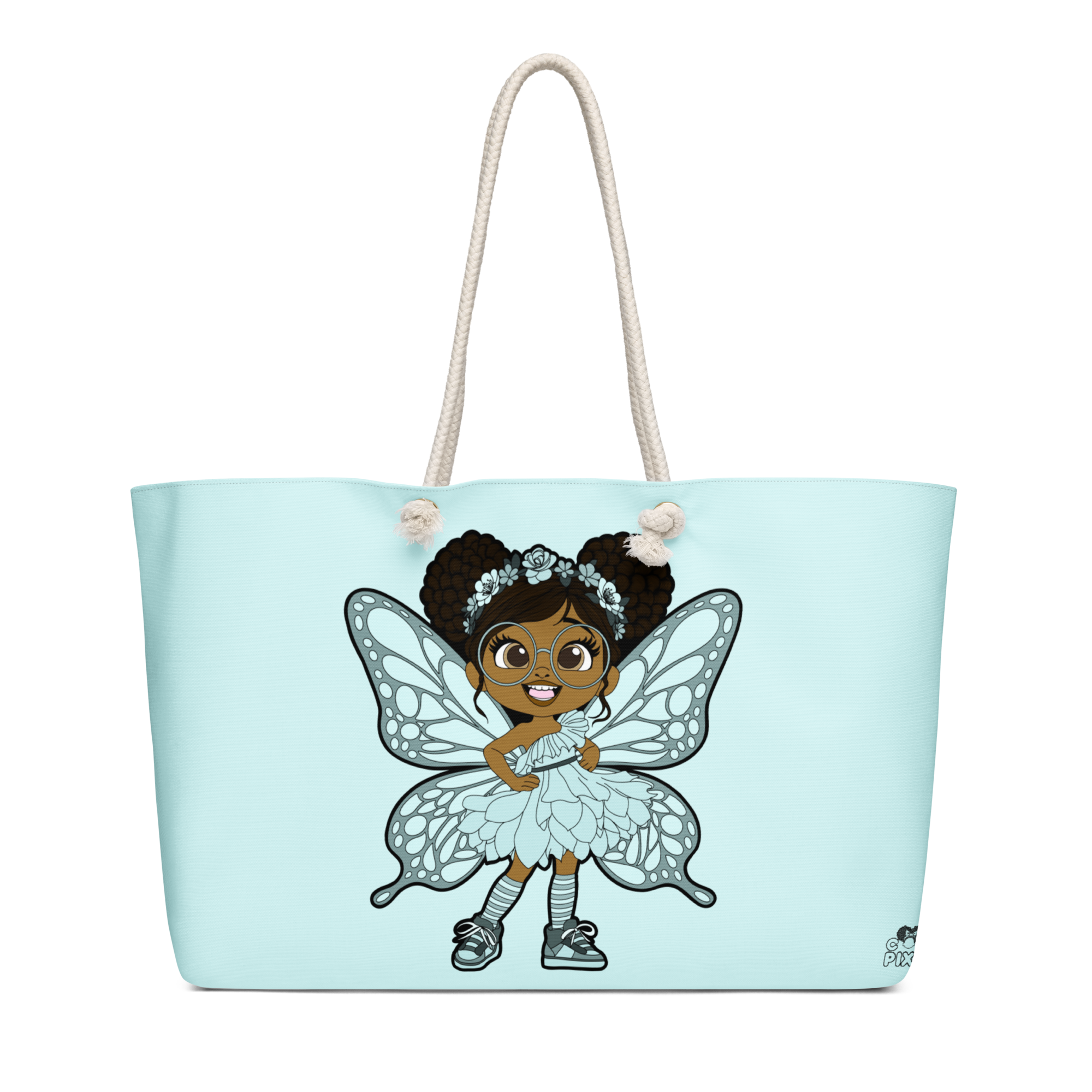 JoJo Jollypuff Pixie Tote Bag - Coco Pixies Baby Cyan Oversized Weekender Bag