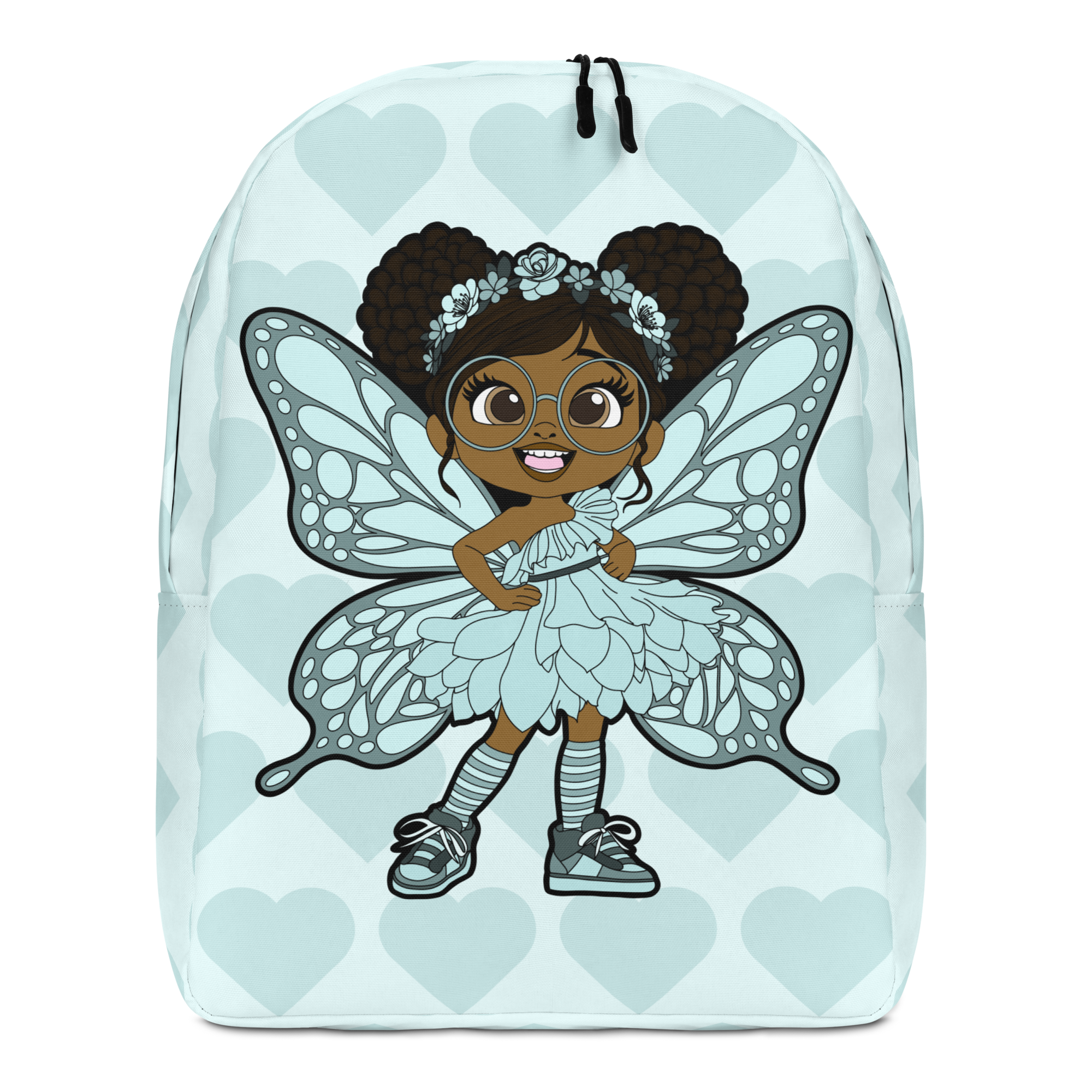 JoJo Jollypuff Pixie Backpack - Coco Pixies Baby Cyan Signature Heart Pattern