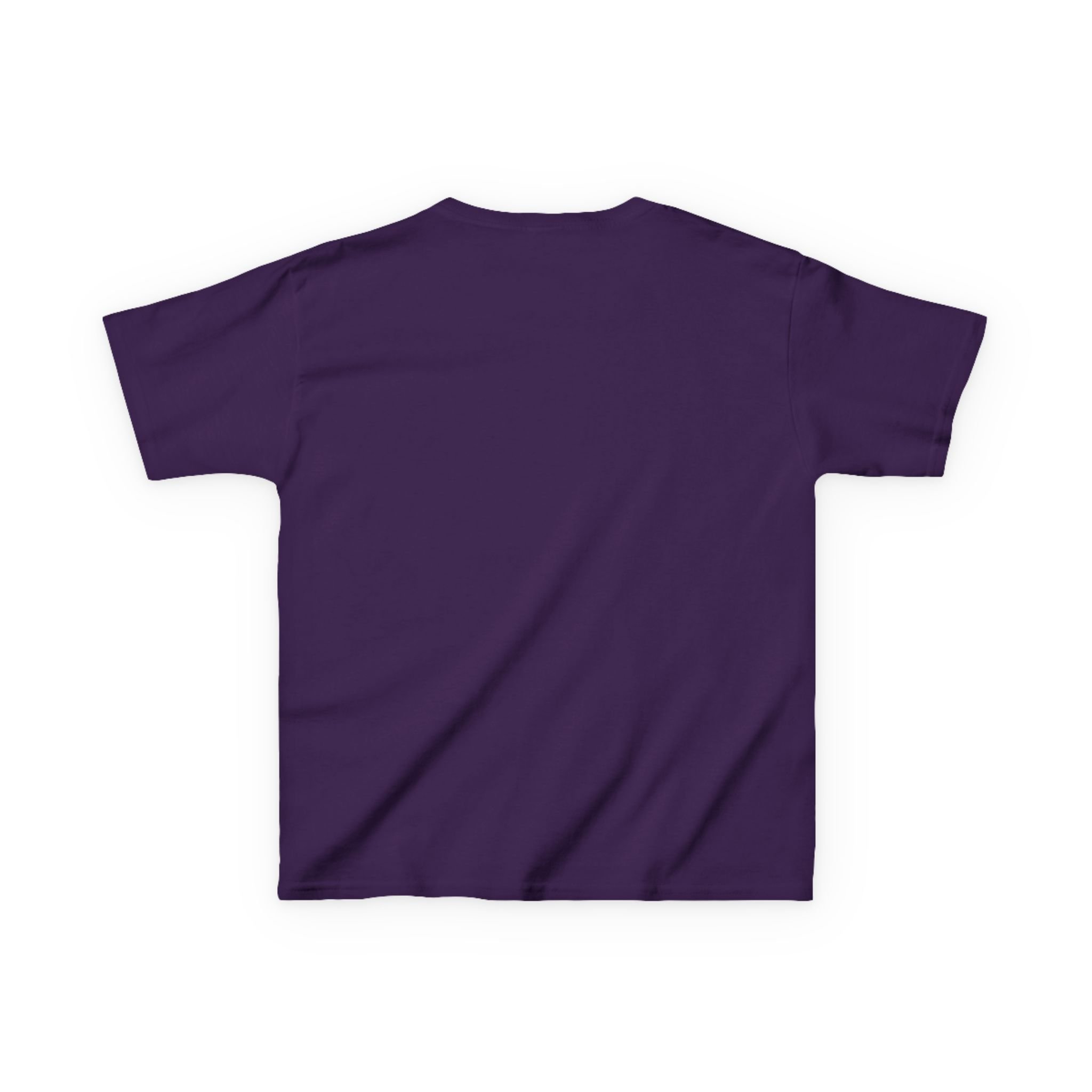 Amber Amazingpuff Kids Graphic T-Shirt by COCO PIXIES featuring a whimsical Black pixie with afro puffs, purple wings, and layered purple dress.
