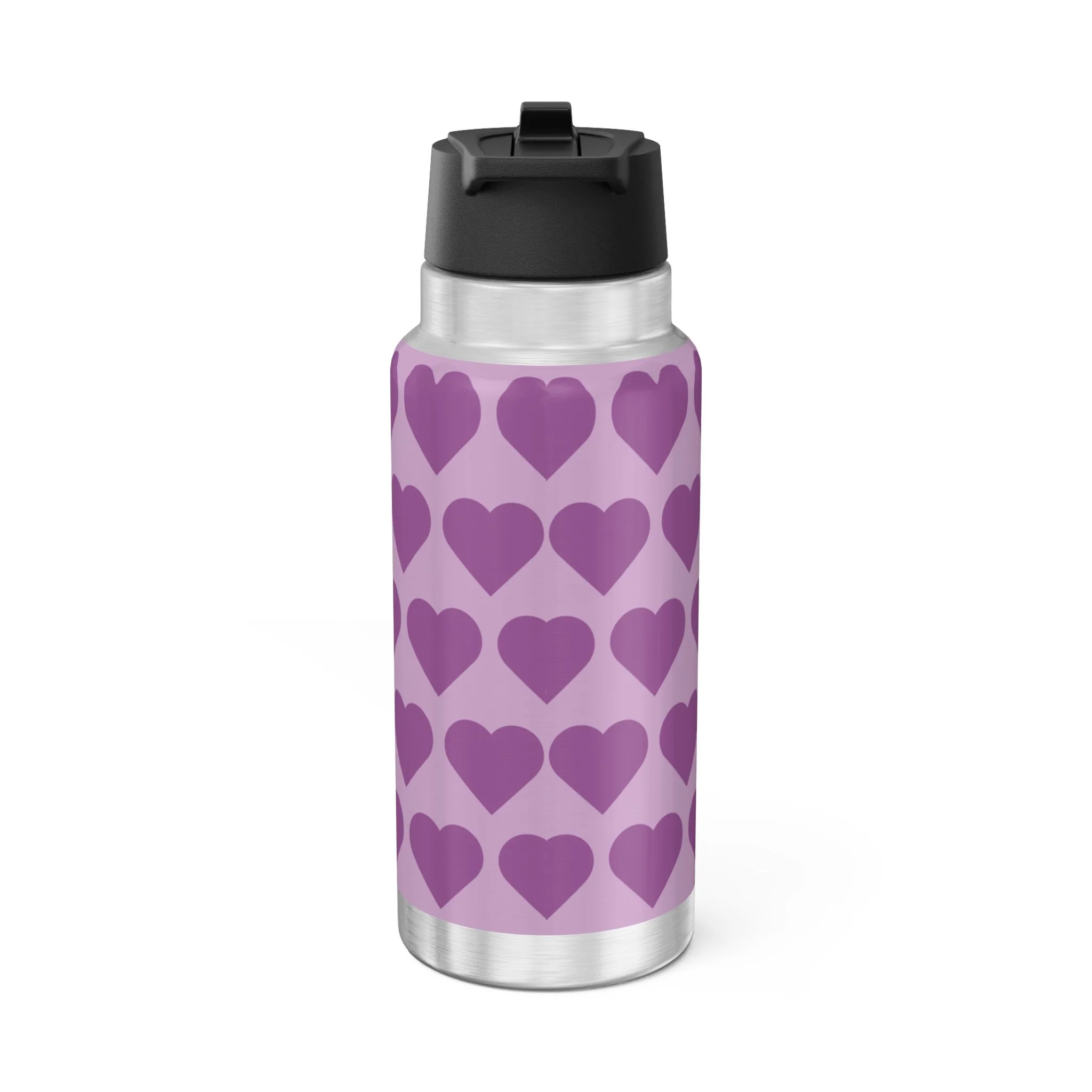 Amber Amazingpuff COCO PIXIES stainless steel insulated water bottle featuring a Black pixie girl with afro puffs, purple wings, heart background, and lavender artwork.