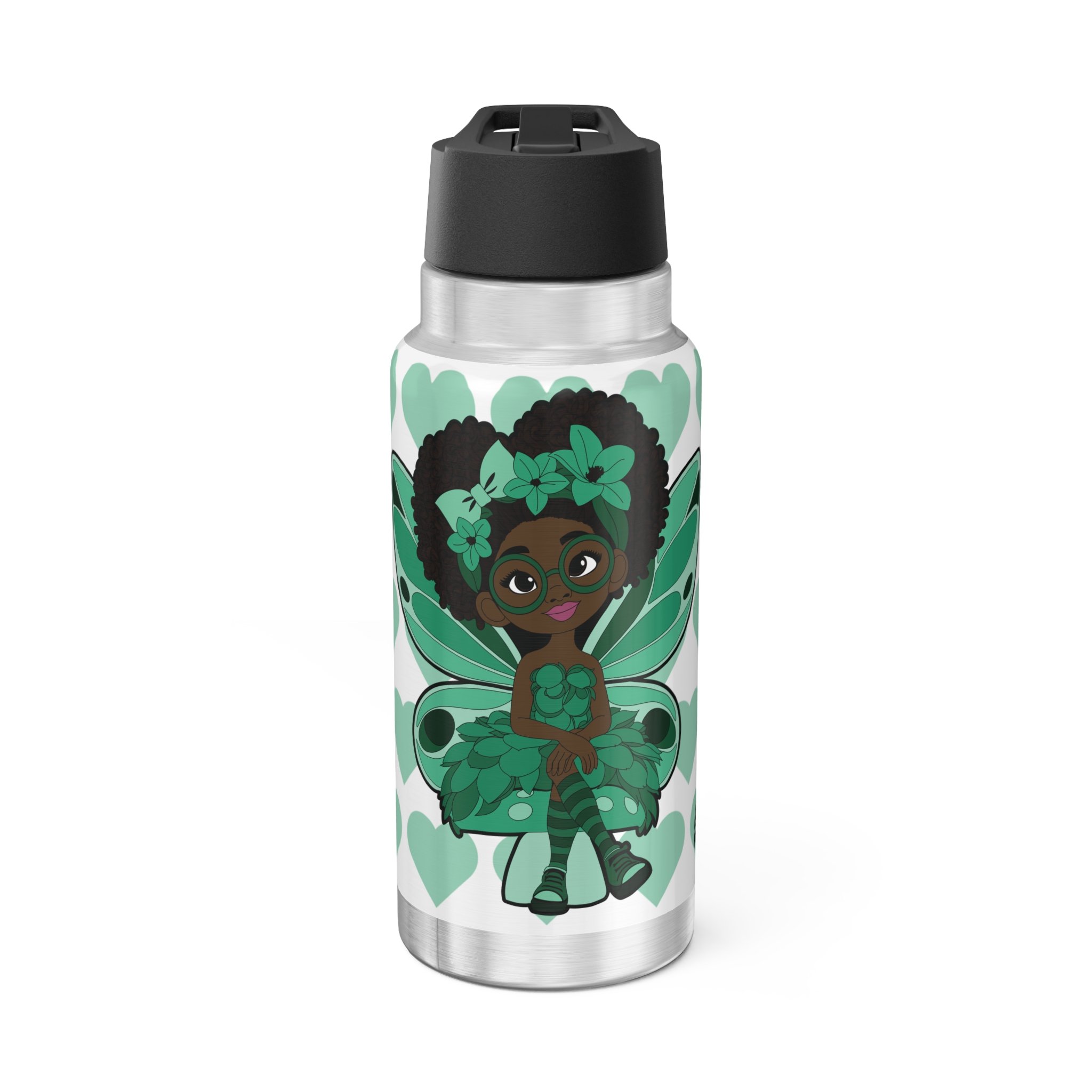 Brilliant Bailey Pixie Stainless Steel Water Bottle - Coco Pixies Signature Heart Pattern 32oz Tumbler