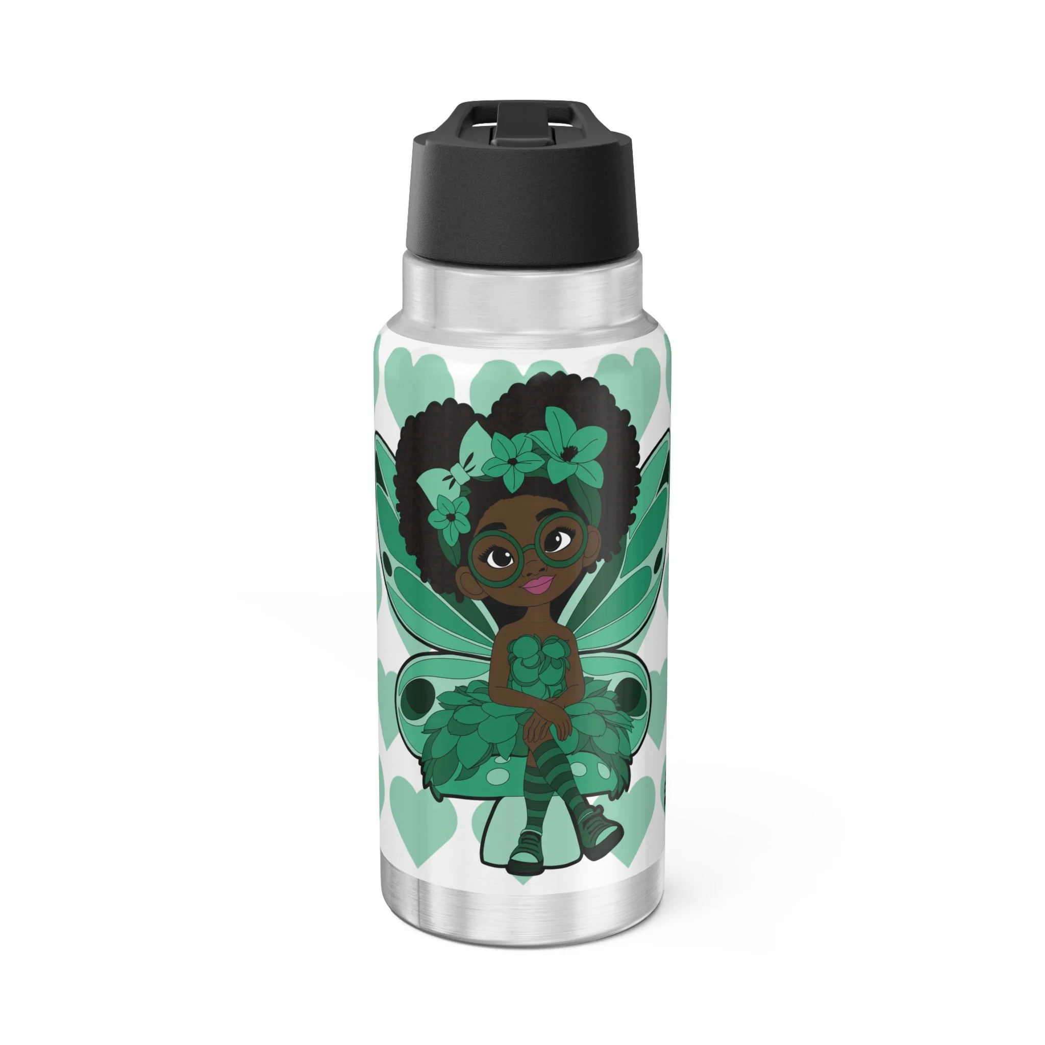 Brilliant Bailey Pixie Stainless Steel Water Bottle - Coco Pixies Signature Heart Pattern 32oz Tumbler