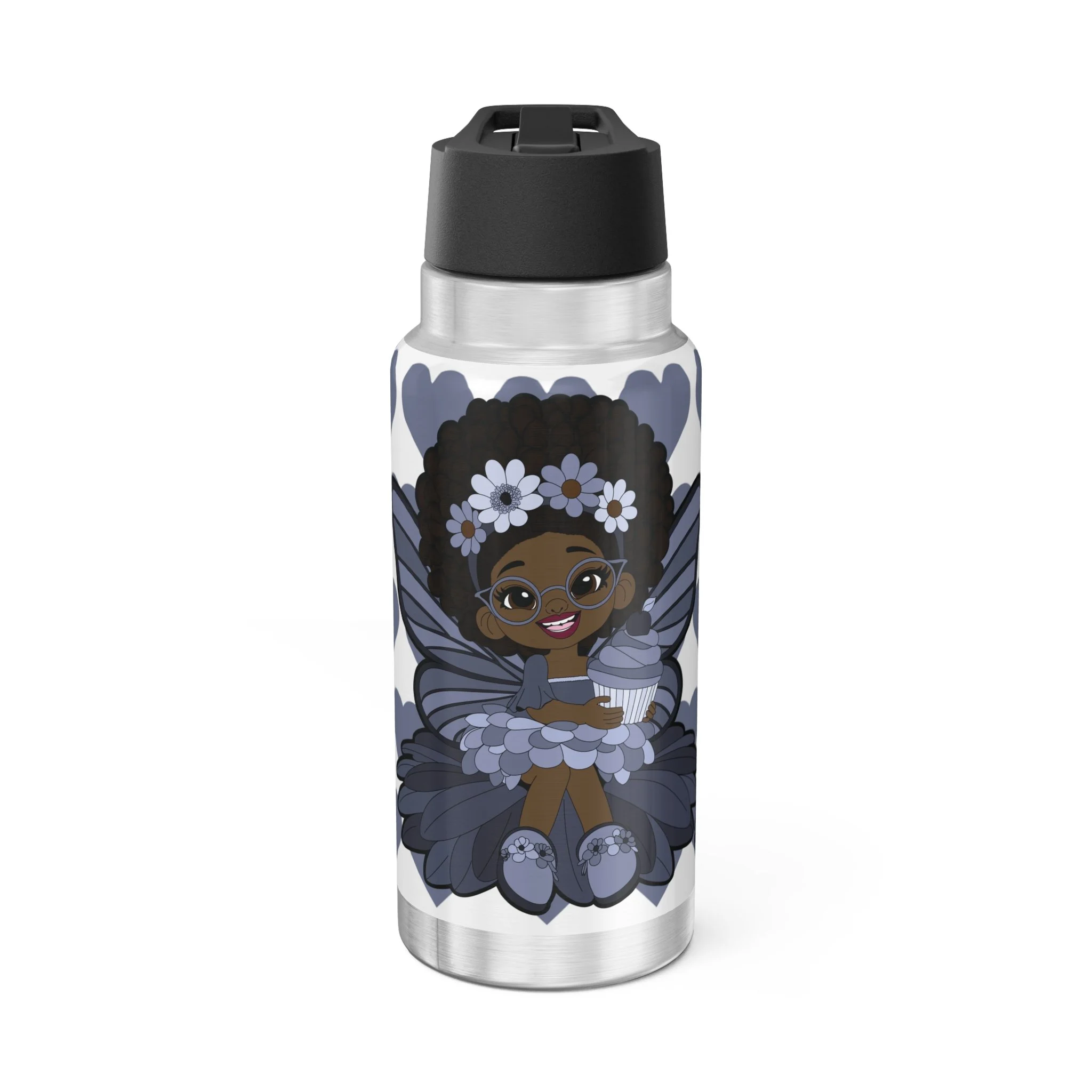 Bubbly Brooke Pixie Stainless Steel Water Bottle - Coco Pixies Signature Heart Pattern 32oz Tumbler