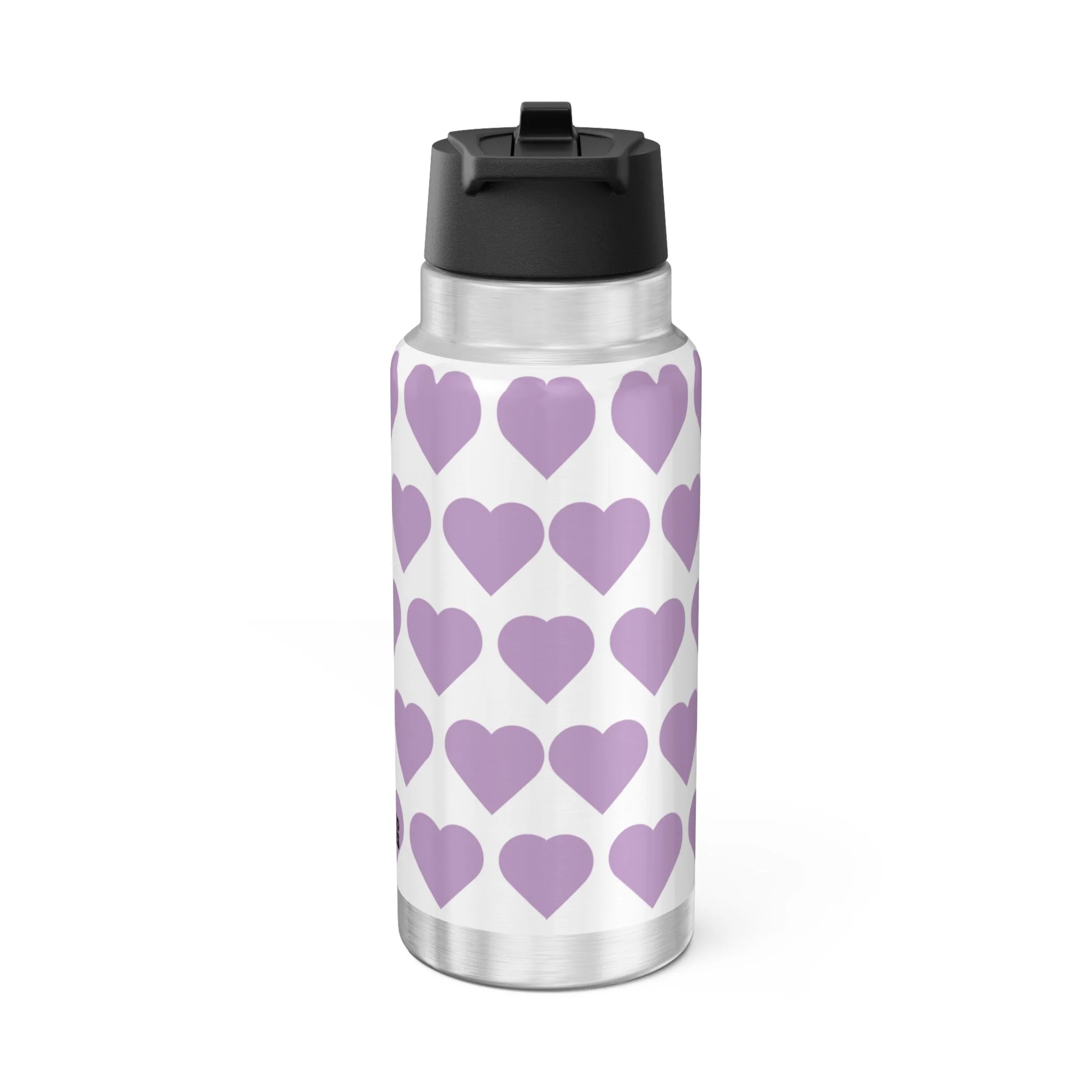 Marvelous Mia Pixie 32oz stainless steel water bottle with purple COCO PIXIES heart pattern, floral crown, sunglasses and wings