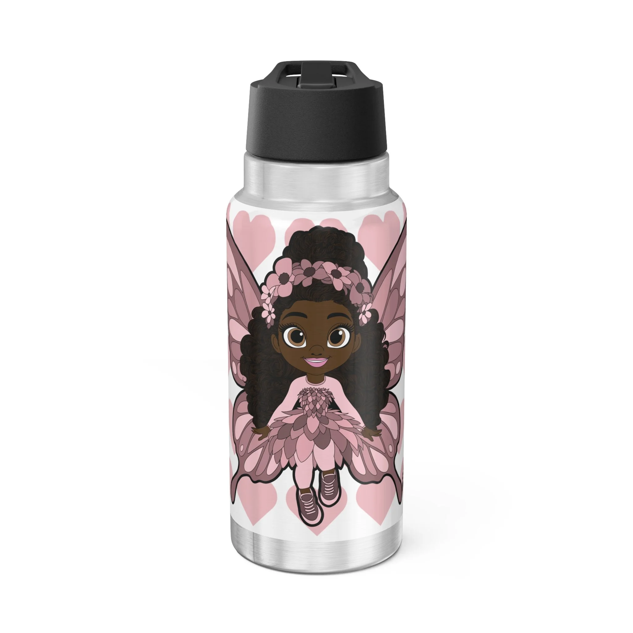 Penelope Pixie Stainless Steel Water Bottle - Coco Pixies Signature Heart Pattern 32oz Tumbler