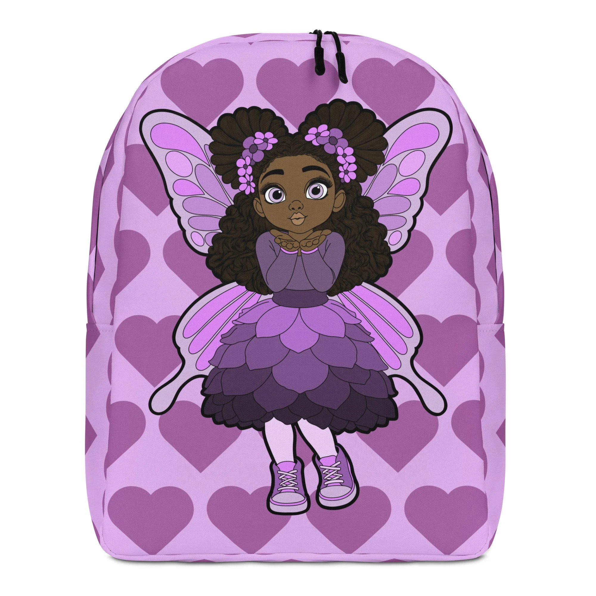 Amber Amazingpuff Pixie Backpack - Coco Pixies Lavender Signature Heart Pattern copy
