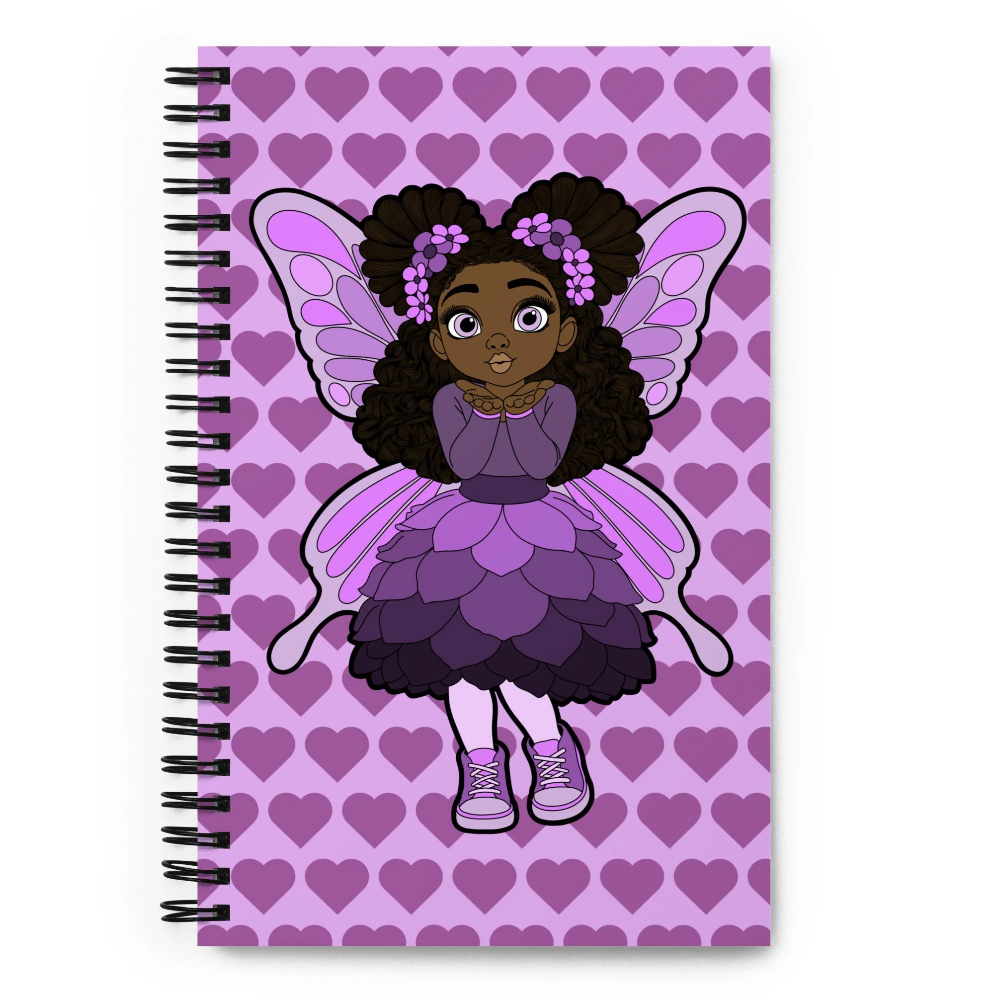 Amber Amazingpuff Pixie Notebook - Coco Pixies Lavender Signature Heart Pattern Soft-Touch Journal