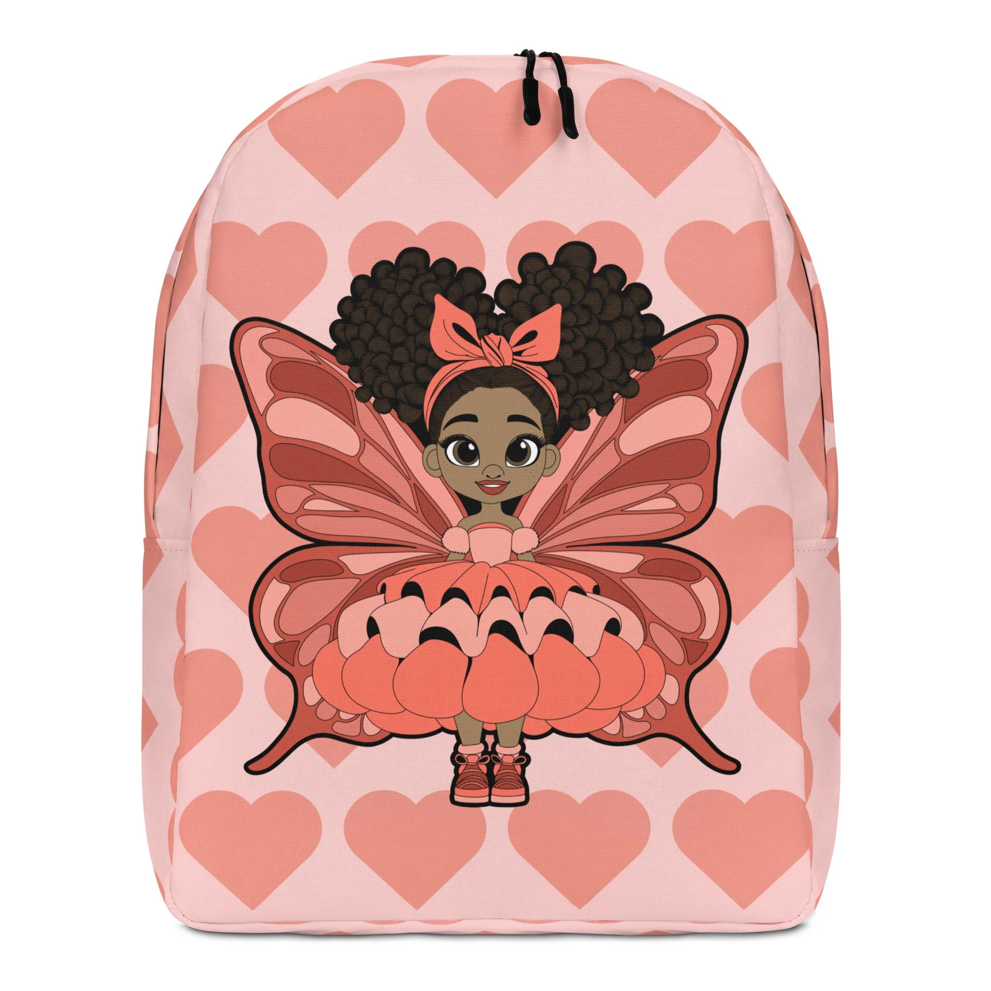 Lovely Layla Pixie Backpack - Coco Pixies Coral Signature Heart Pattern