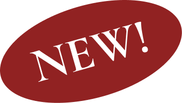 Red oval badge with white text that says 'NEW!'
