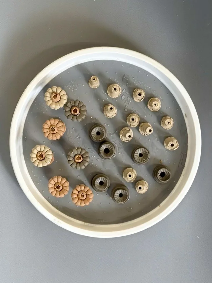 Freshly made pieces to be attached - little anchors for texture, movement and shadow