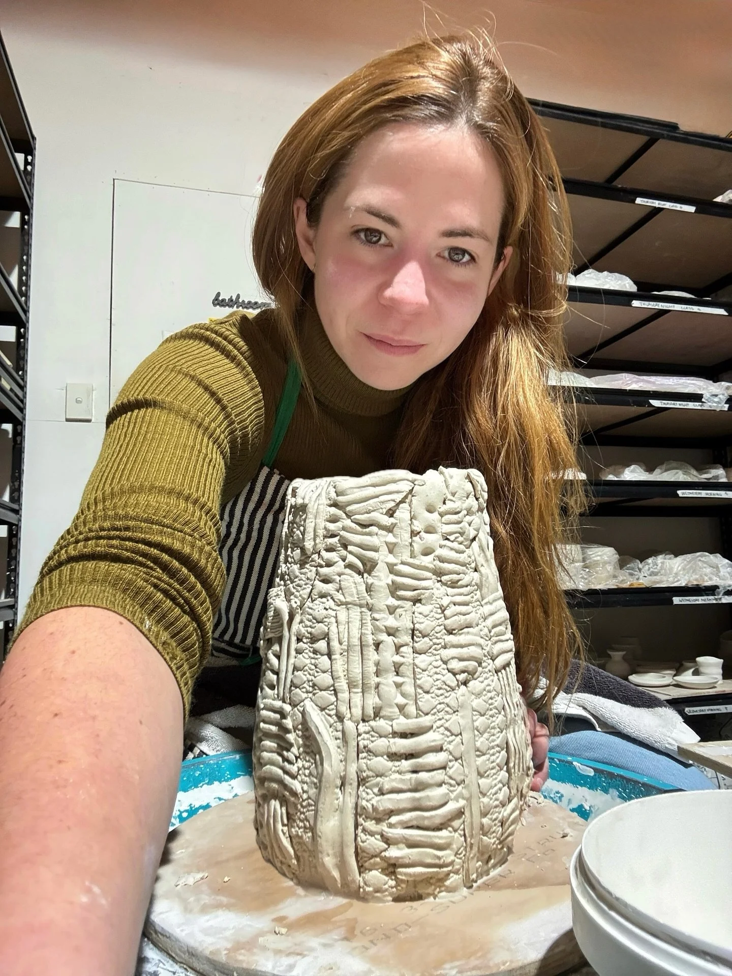 Building up textures, layer by layer.
Every line pressed into the clay becomes part of a skin that&rsquo;s slowly taking shape.
#wip