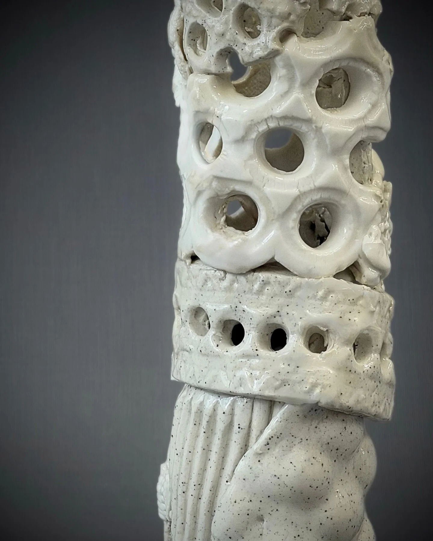 Stacked fragments.
Cavities, seams, and pressure.