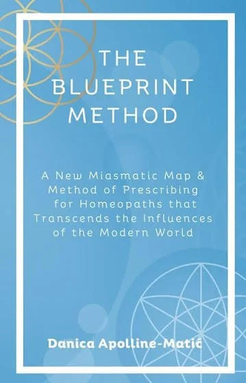 Book cover titled "The Blueprint Method" by Danica Apolline-Matic, featuring a blue background with geometric patterns and white text.