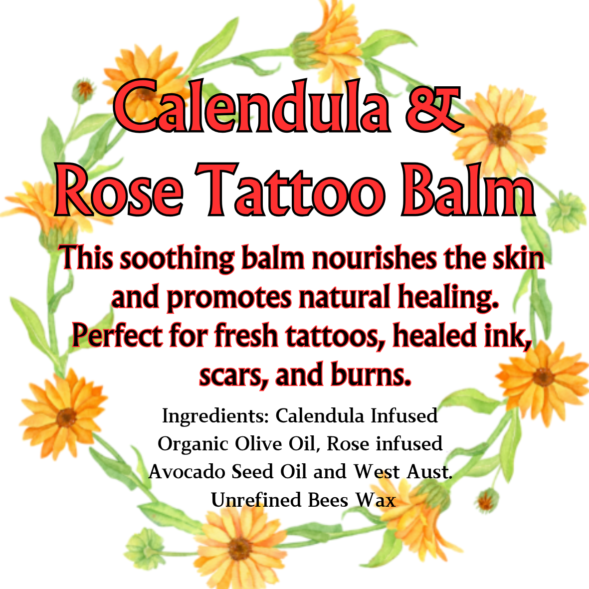 Calendula and Rose Tattoo Balm - 100ml tin