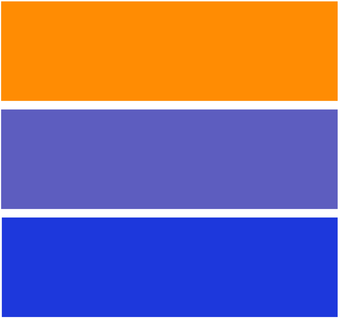 Horizontal rainbow flag with orange, purple, and blue stripes.