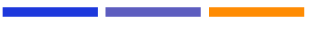 A minimalist horizontal bar chart with three bars in blue, orange, and purple.