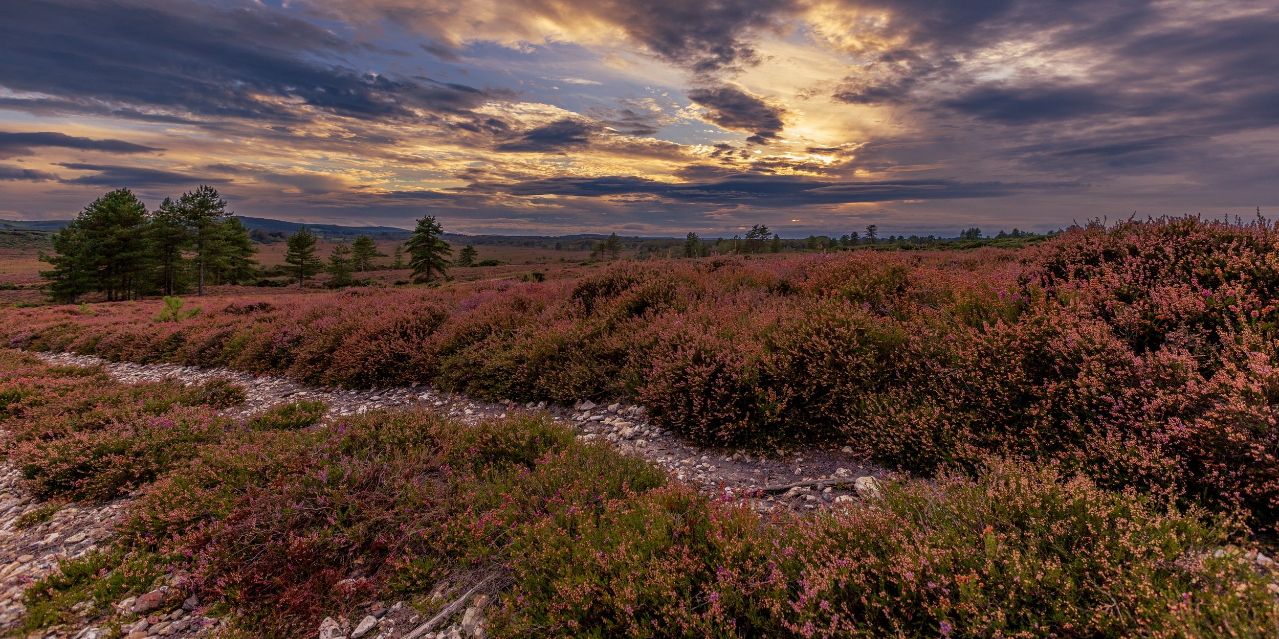 Slepe Heath late summer cloud filled sunset 