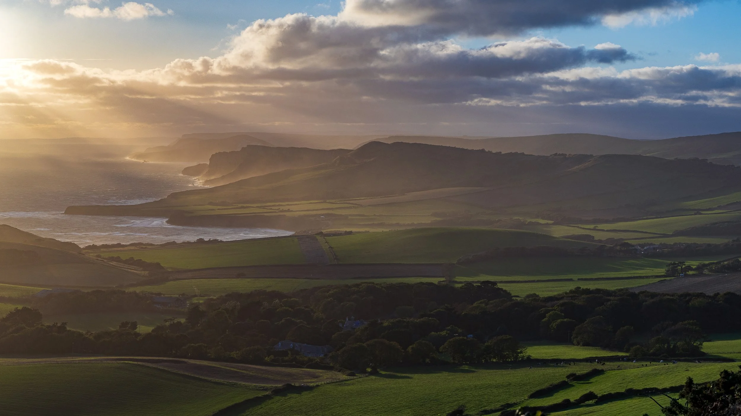 View from Swyre Head overlooking farmland towards Kimmeridge