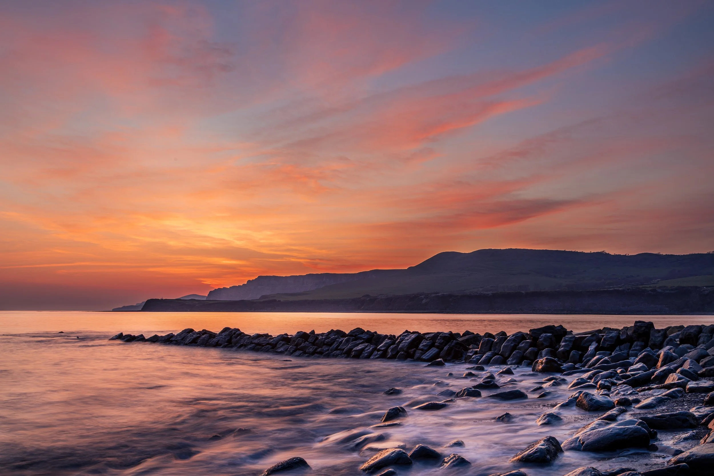 Sunset across Kimmeridge Bay