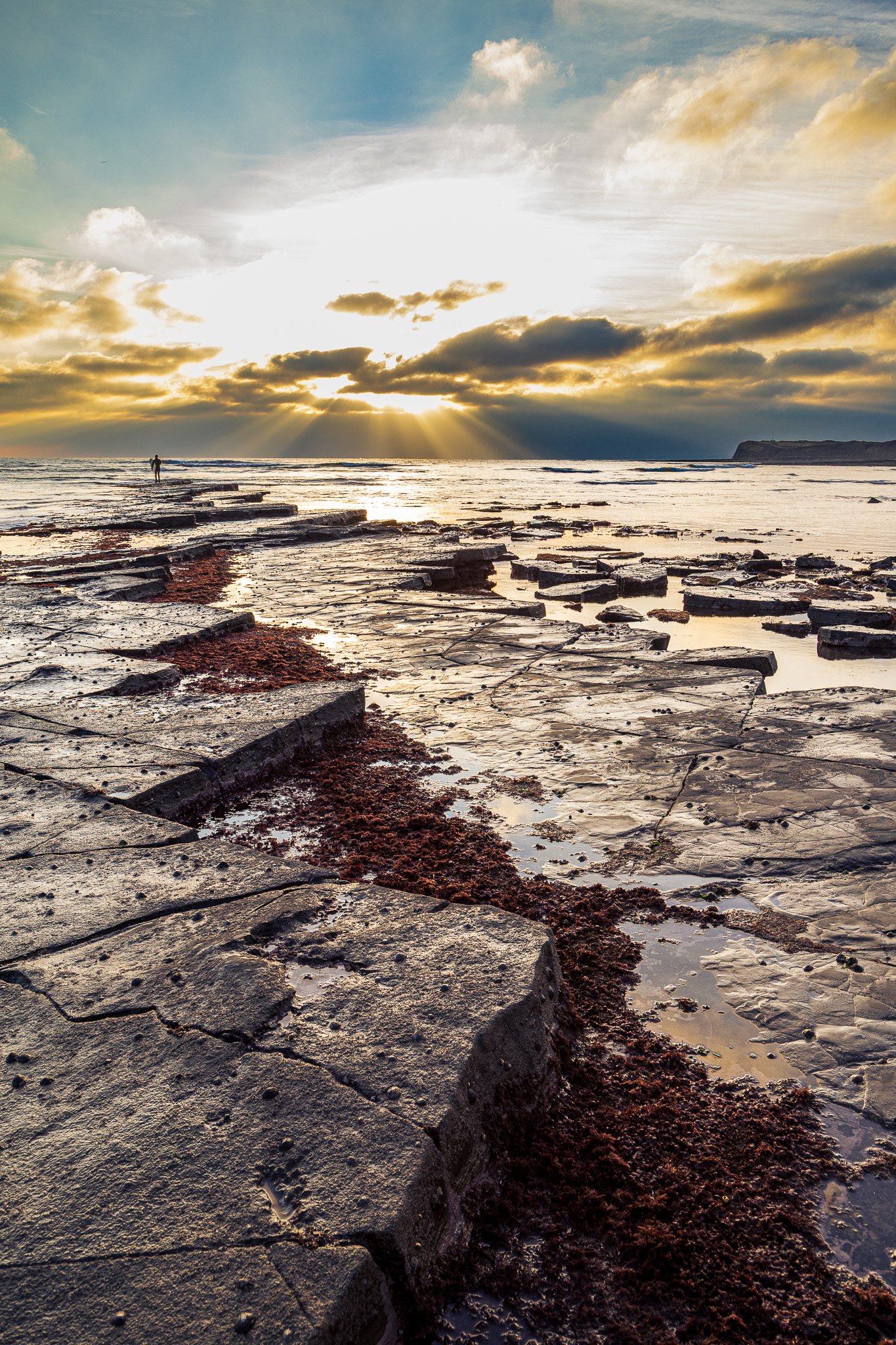 Kimmeridge Shelves at low tide and sunset 