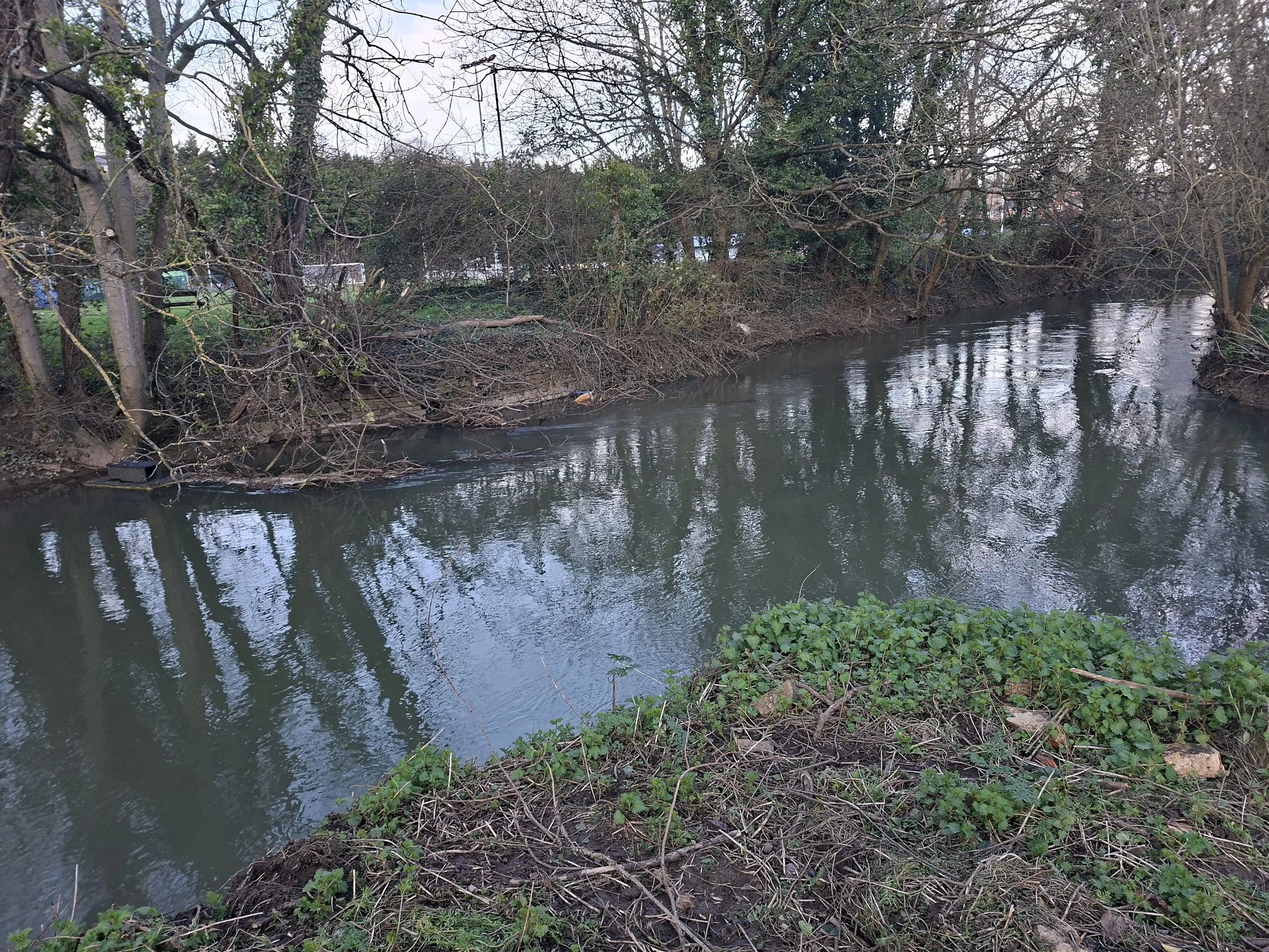 Looking across to the football club