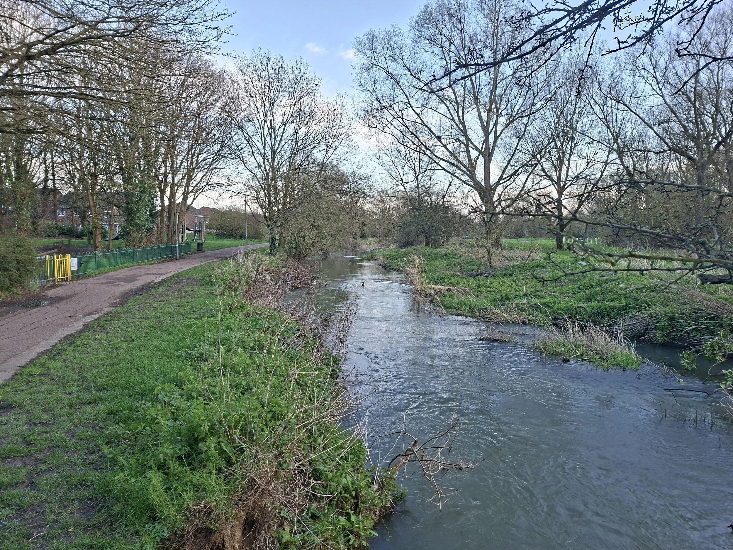 Looking downstream by the small play area