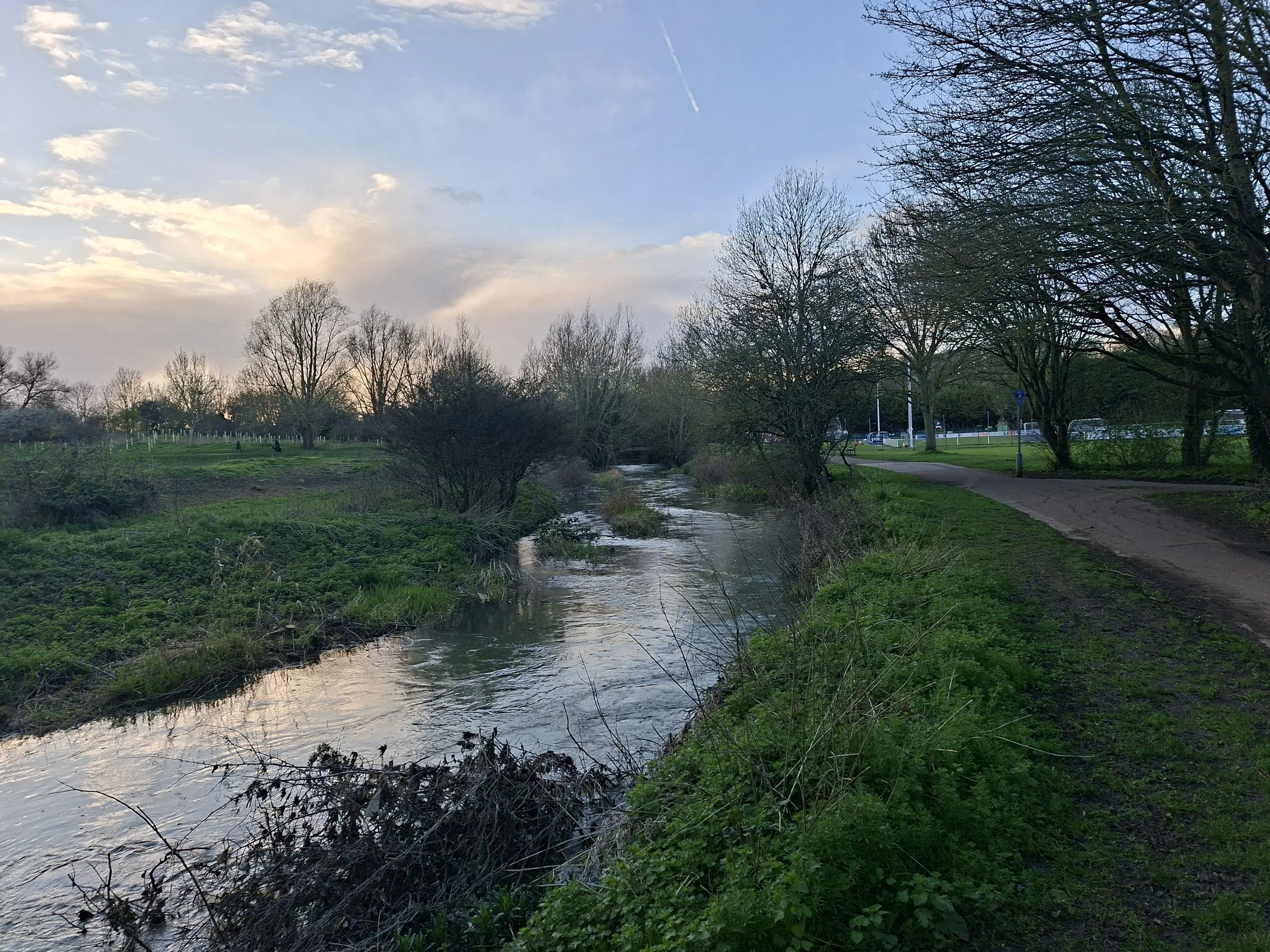 Looking upstream towards the football club