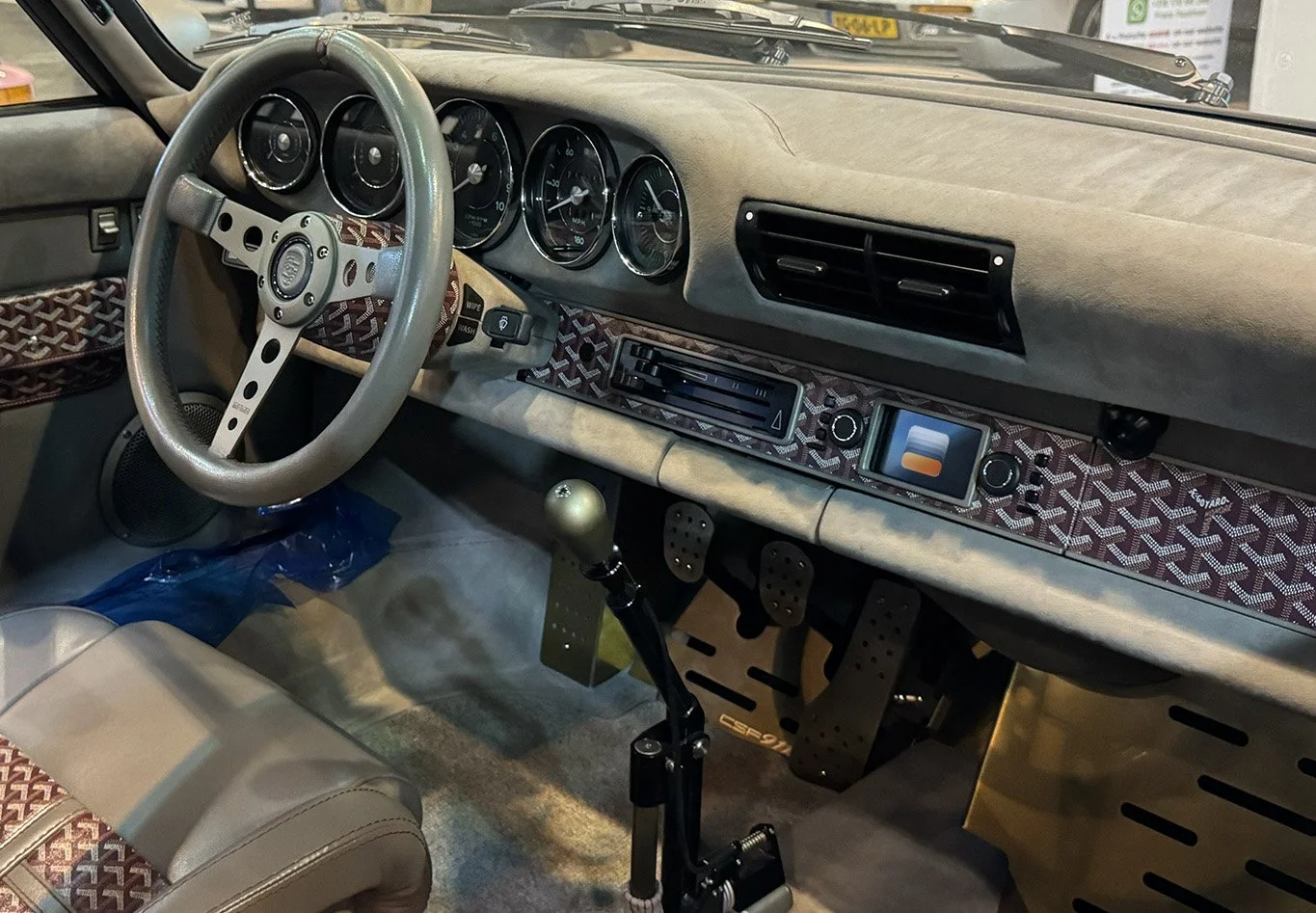 Interior of a Porsche representing restomod marketing support