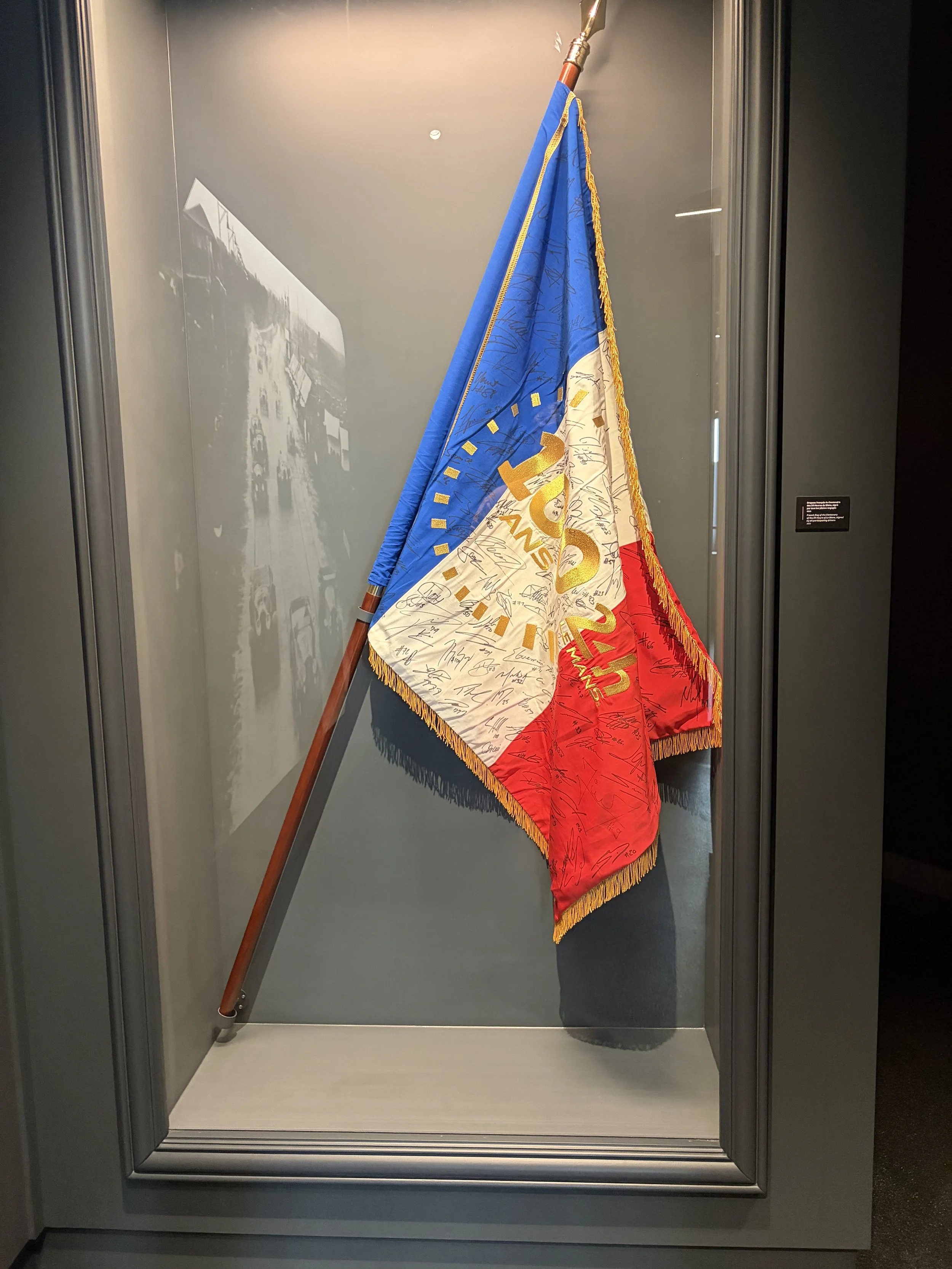 Le Mans 24hr victory flag showing heritage as a marketing tool
