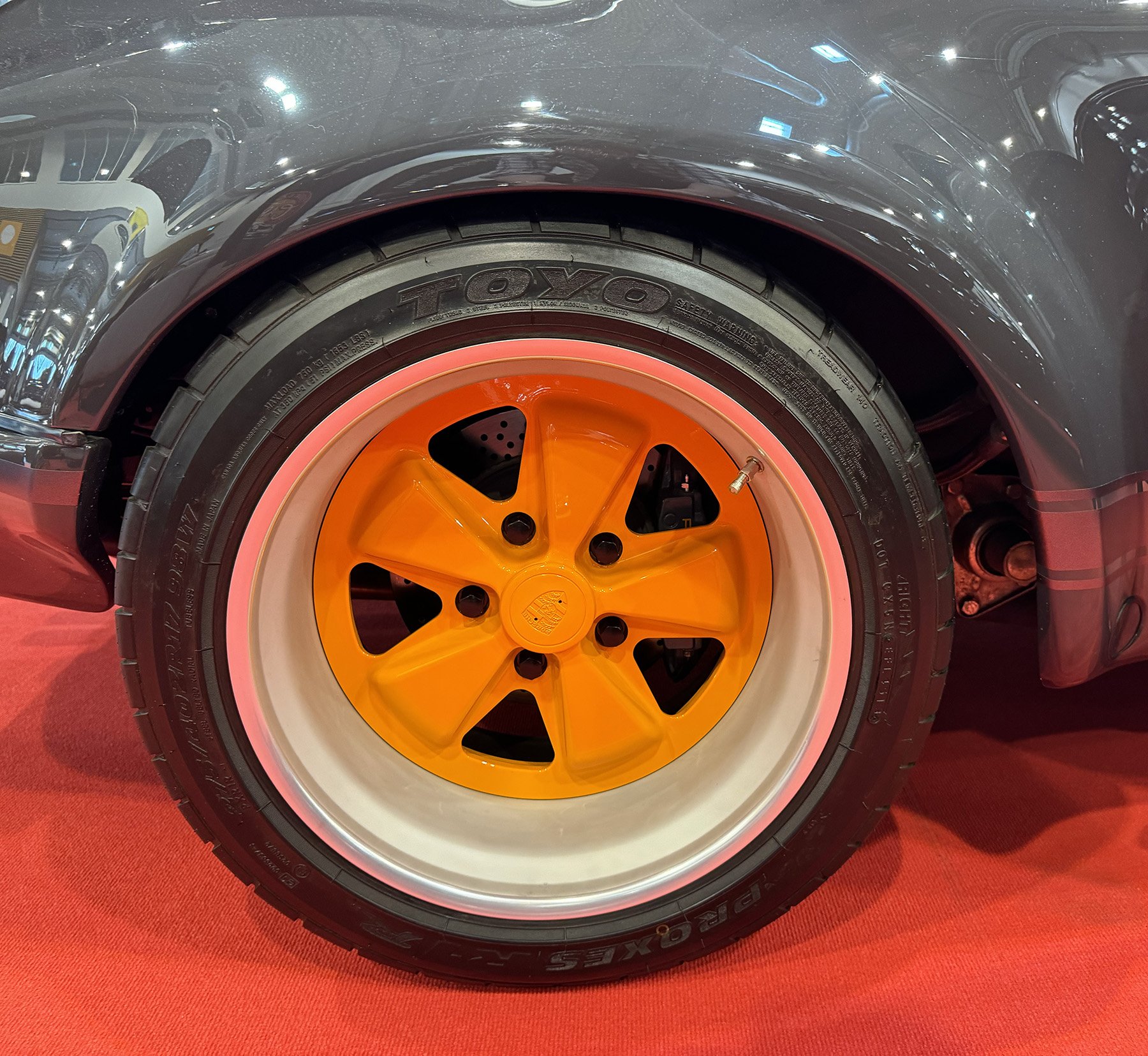 Restomod wheel orange marketing support