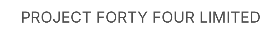Text reading "PROJECT FORTY FOUR LIMITED" in black capital letters on a white background