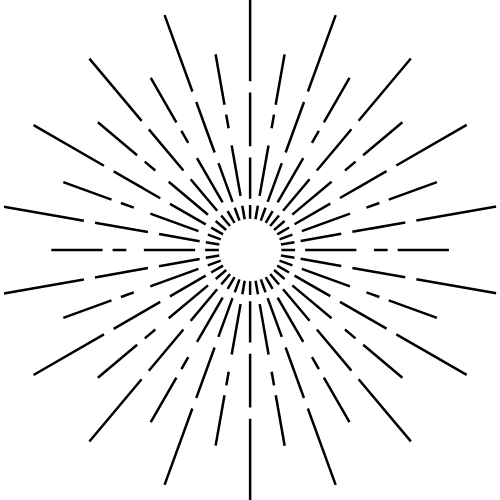 A black and white radial line pattern resembling a sunburst or starburst design.